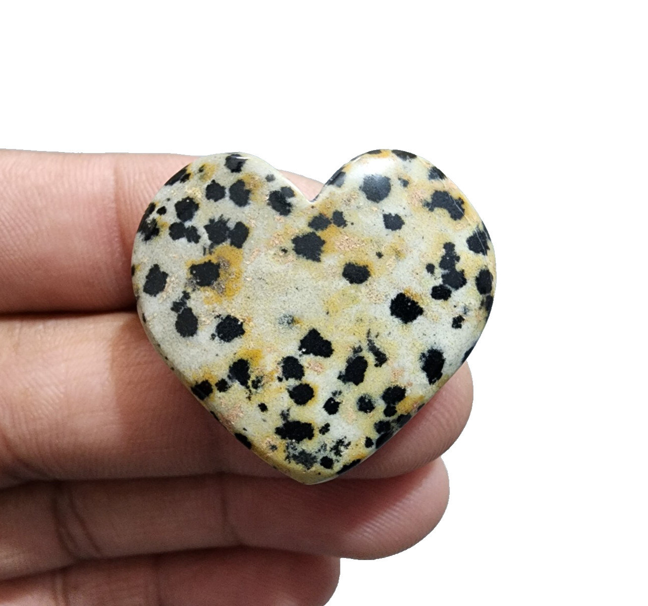 69 Crt Heart Shape Dalmatian Jasper Loose Gemstone Cabochon For Jewelry Making