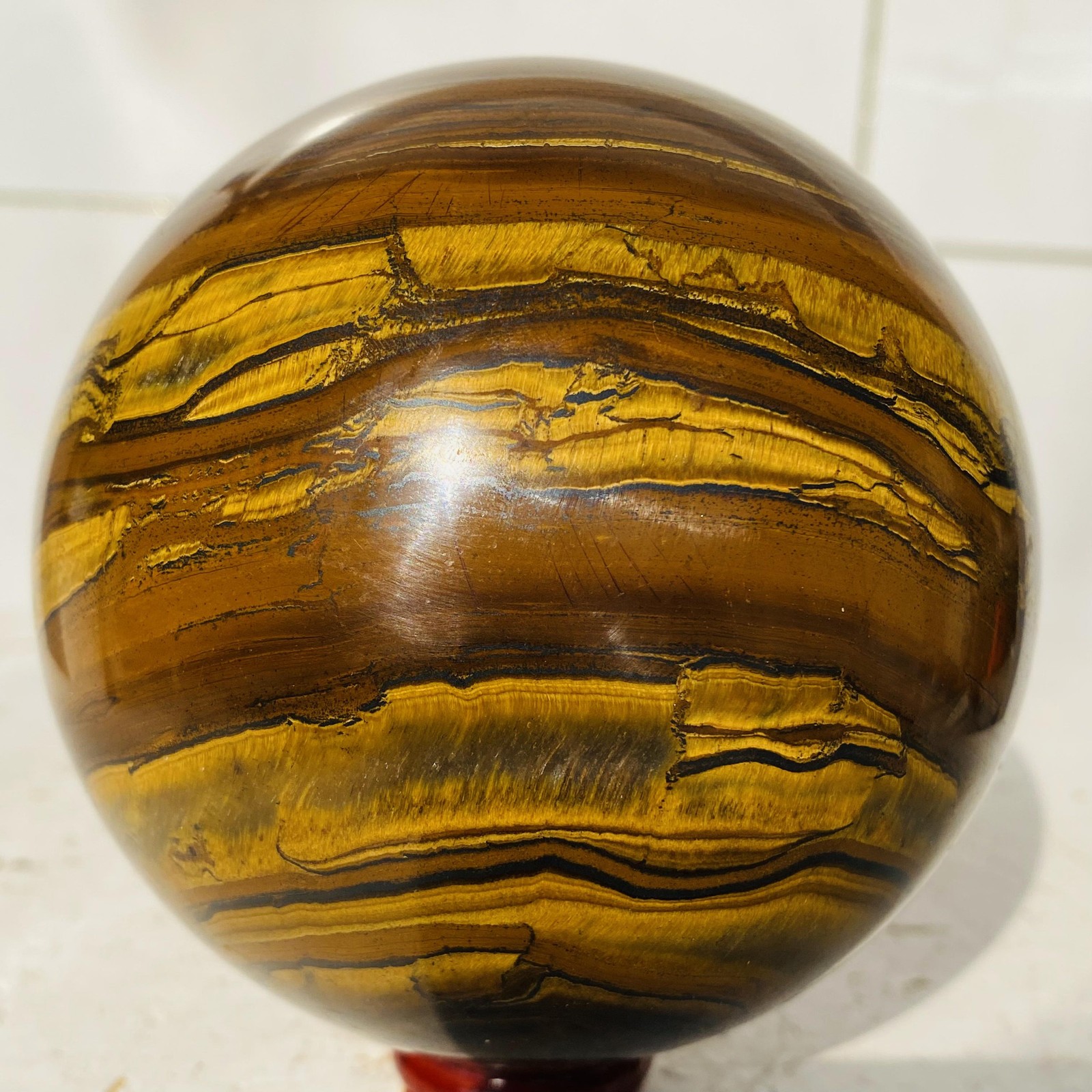Natural tiger’s eye ball quartz crystals sphere gem reiki healing 1520g