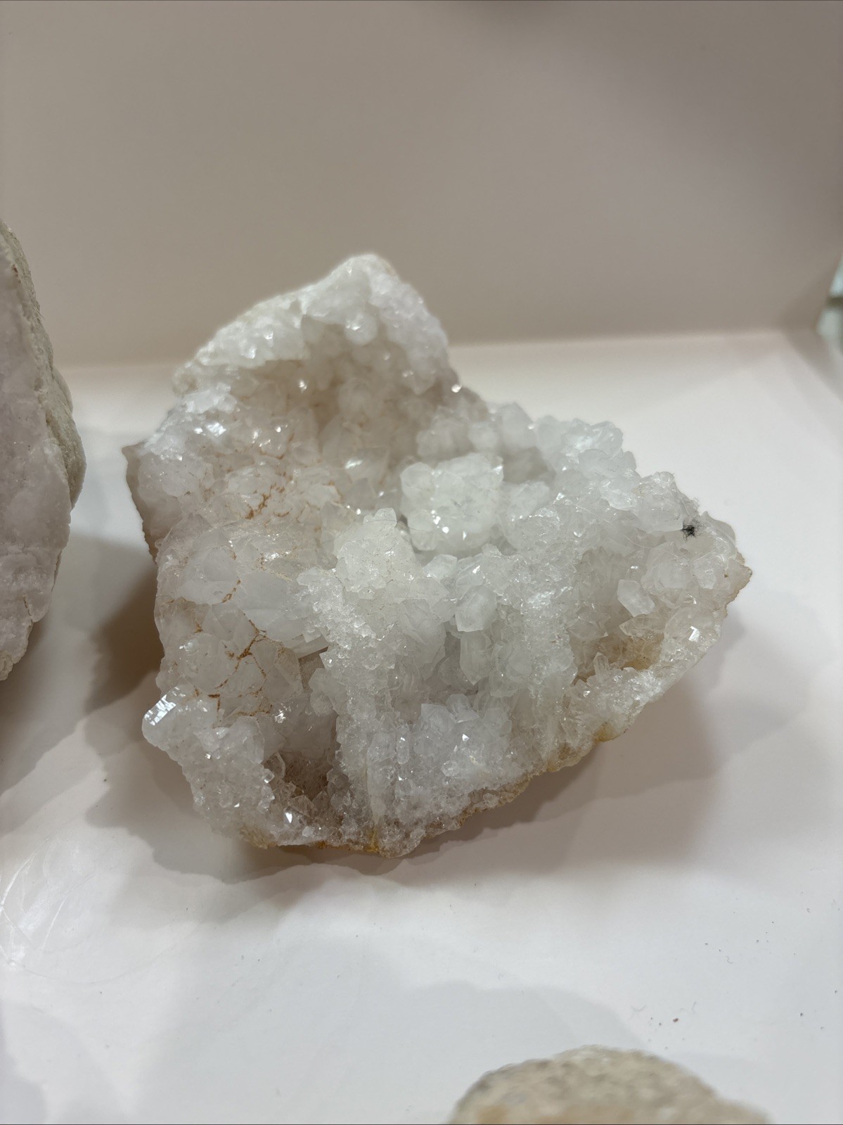 Geodes: Natural White Quartz Crystals. Set Of 4