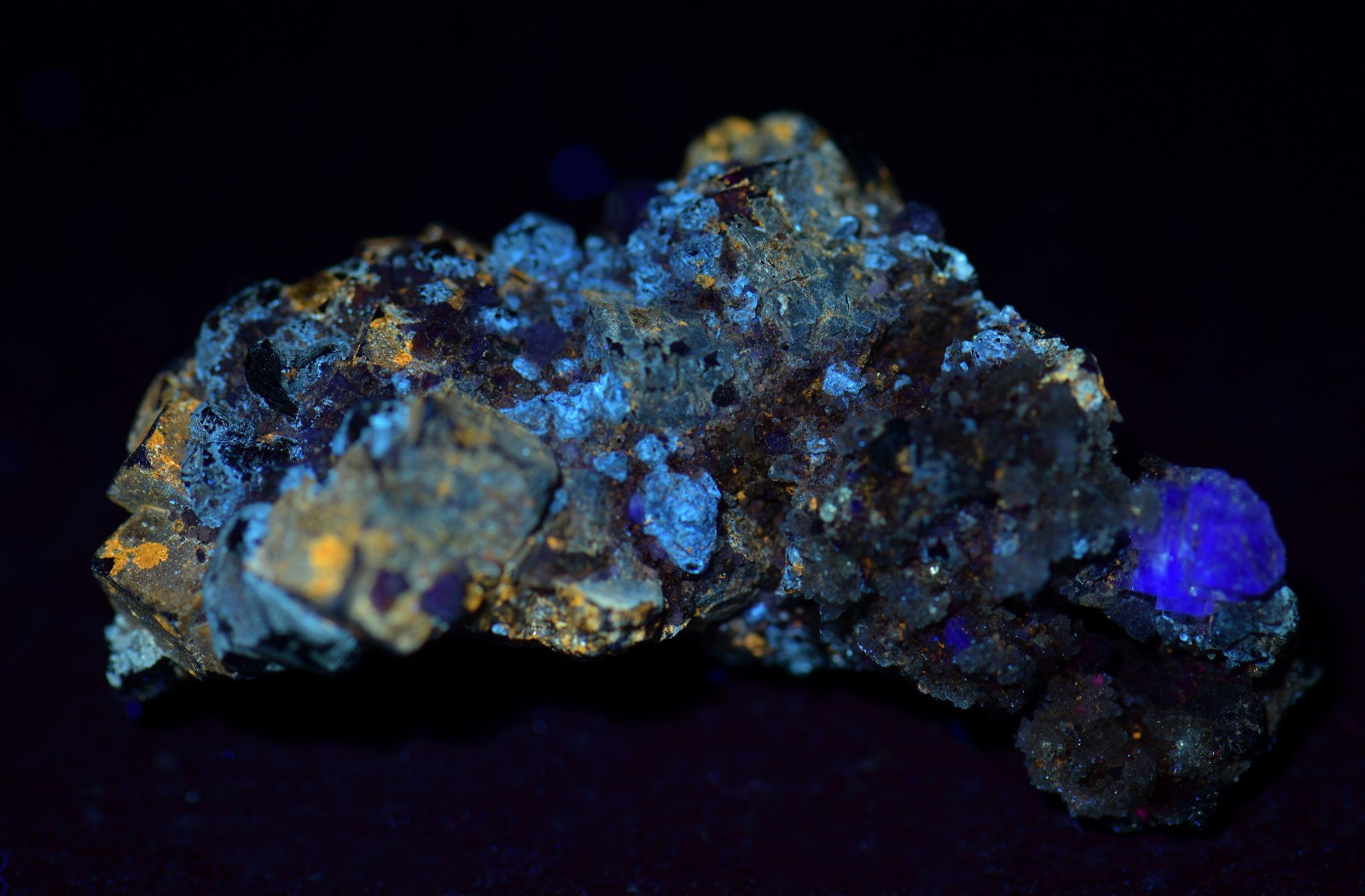 Fluorite on Galena, Sphalerite, Quartz crystals. Illinois. 25 grams.