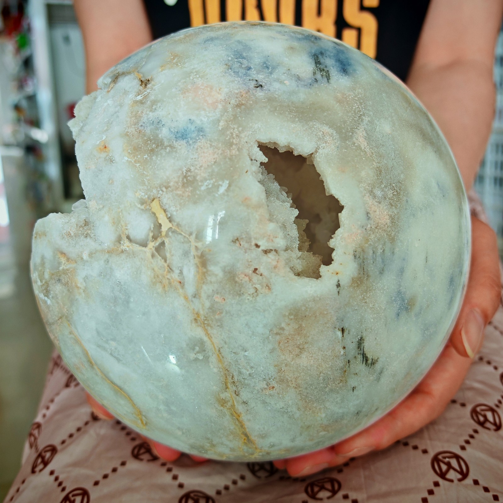 10LB RARE Natura crystal Moroccan Geode Sphere Quartz Crystal Healing
