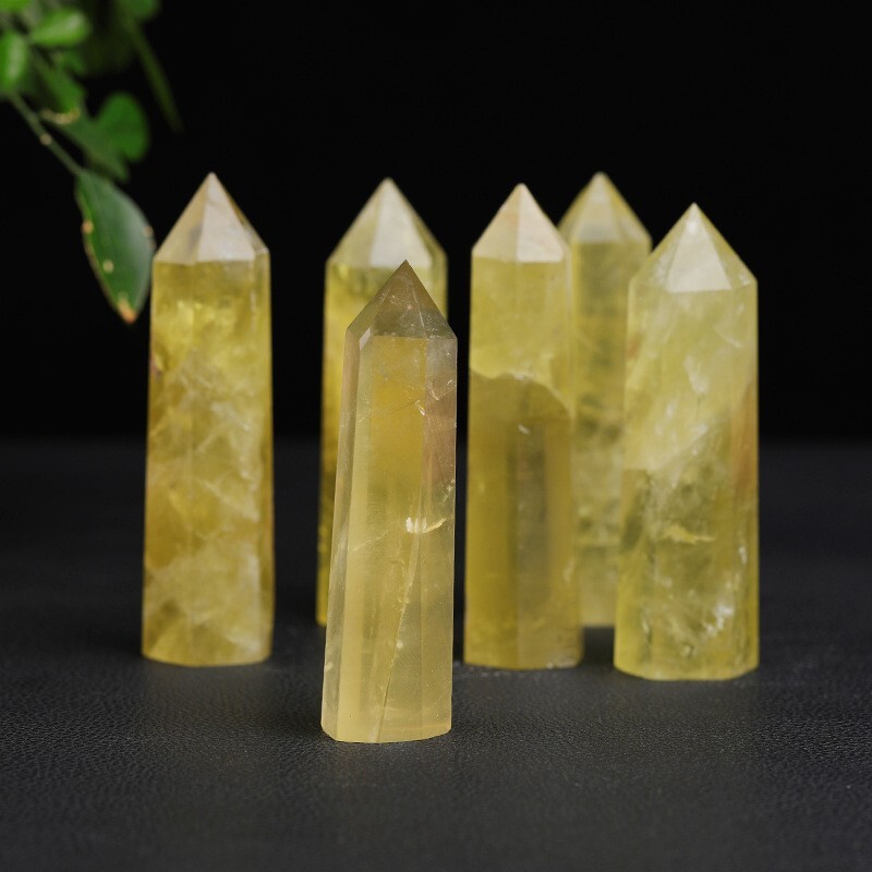 Natural Citrine Stone Healing Crystal Wands Reiki Obelisk Point Tower Decoration