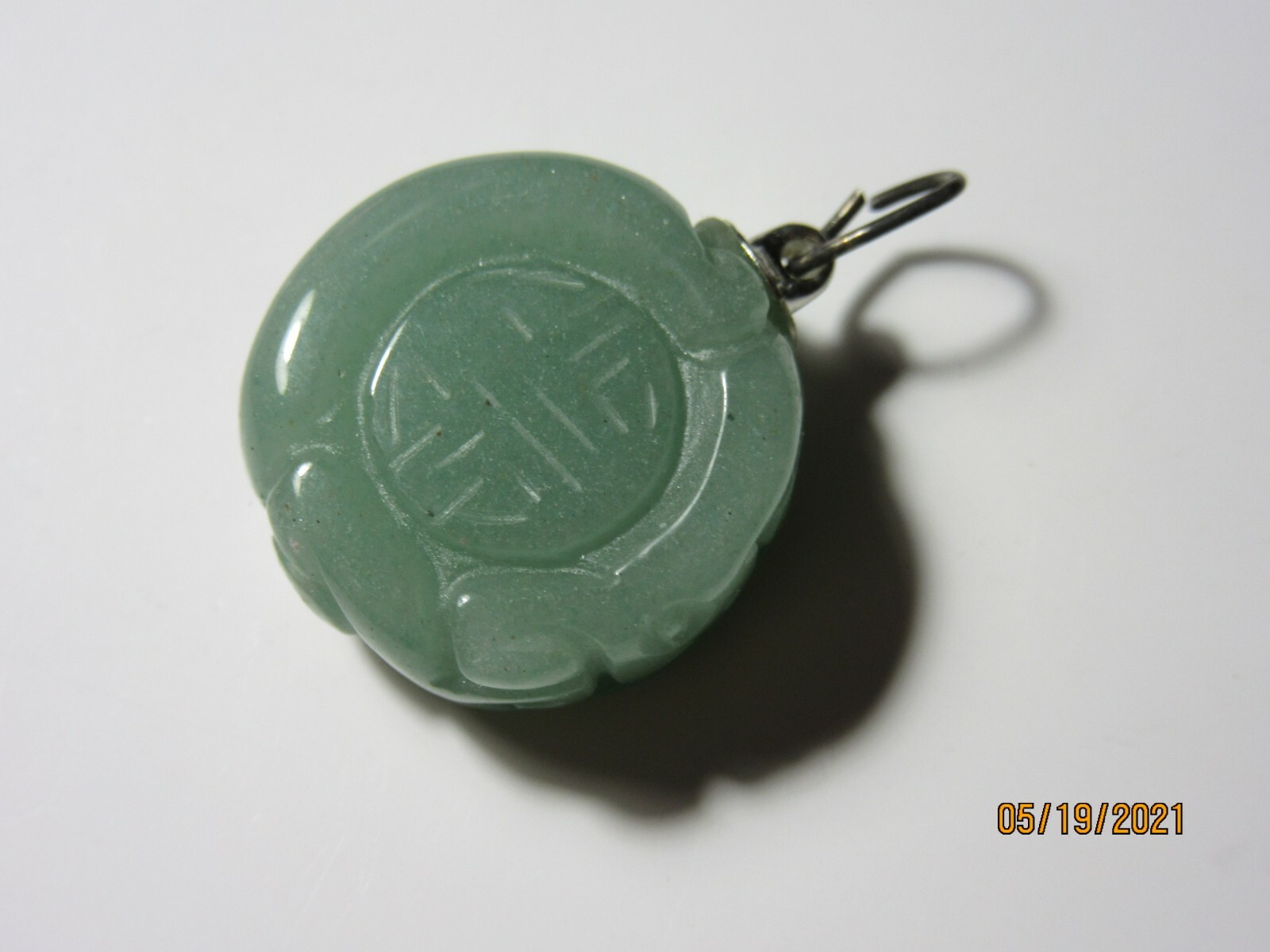 Green Aventurine Chinese Dragon Word Luck Prosperity 1 1/8″ Pendant GA-1