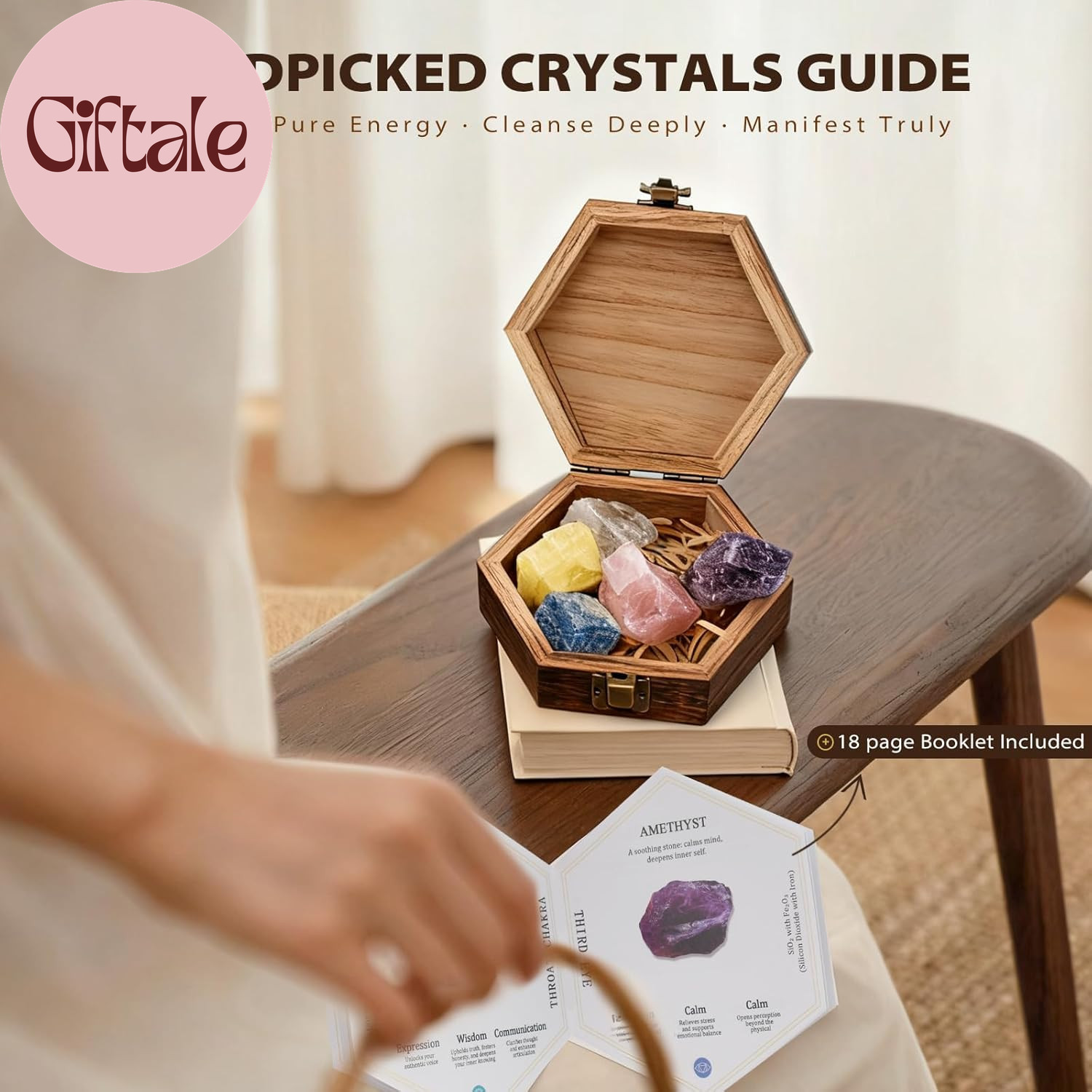 7 Chakra Healing Crystals Set – Large Raw Stones: Amethyst, Rose Quartz, Citrine