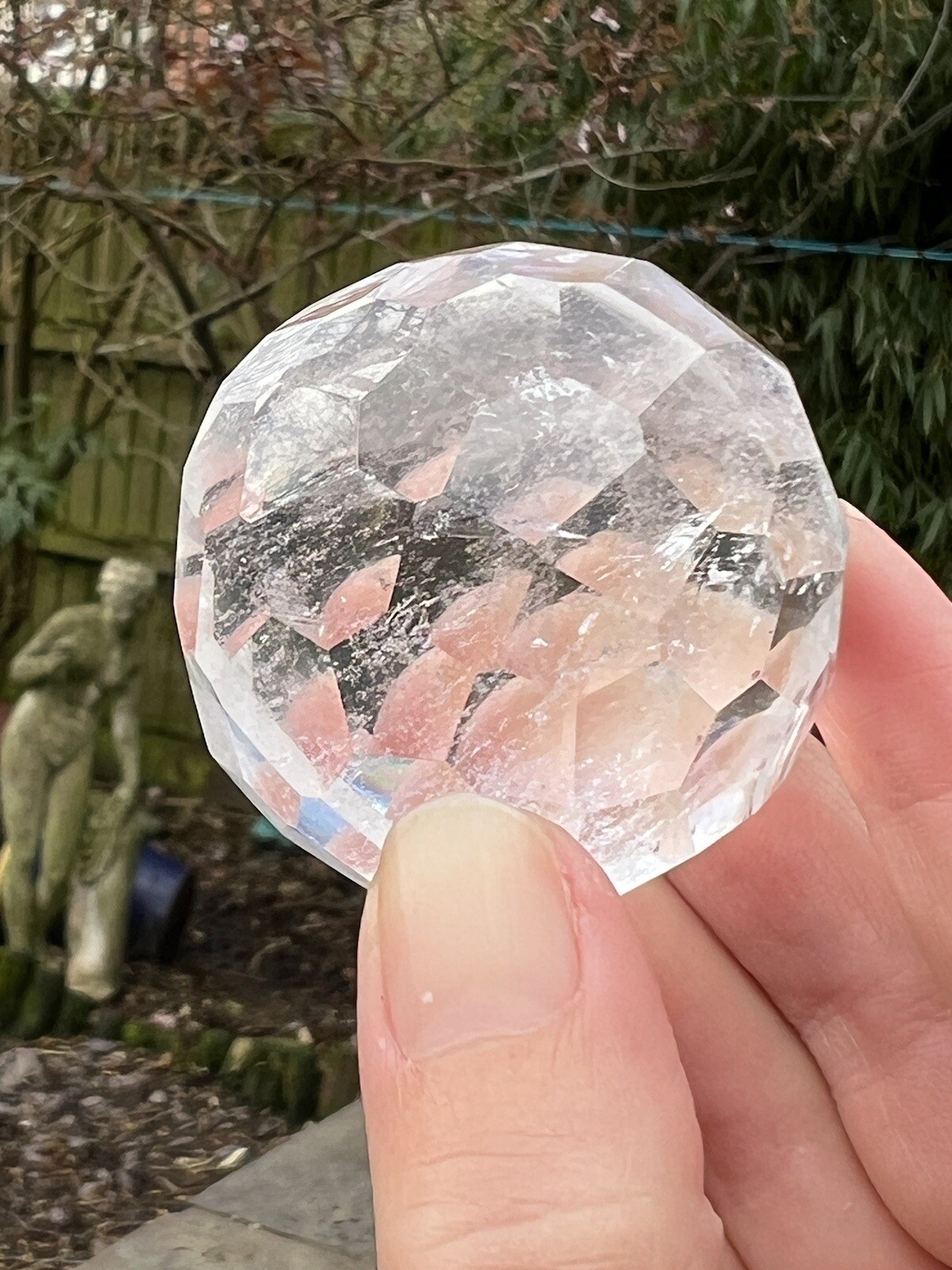 Clear Quartz Hand Faceted Large Crystal Ball AAA+ 43mm Diameter Freestanding 24