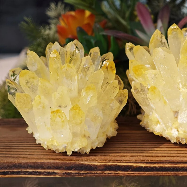 300G+ New Find Large Yellow Ghost Phantom Quart Crystal Healing Cluster Rocks