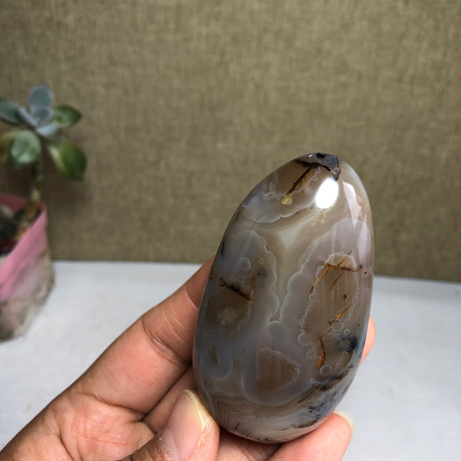 73mm Natural aquatic plants agate pretty Crystal specimens 123g A1953