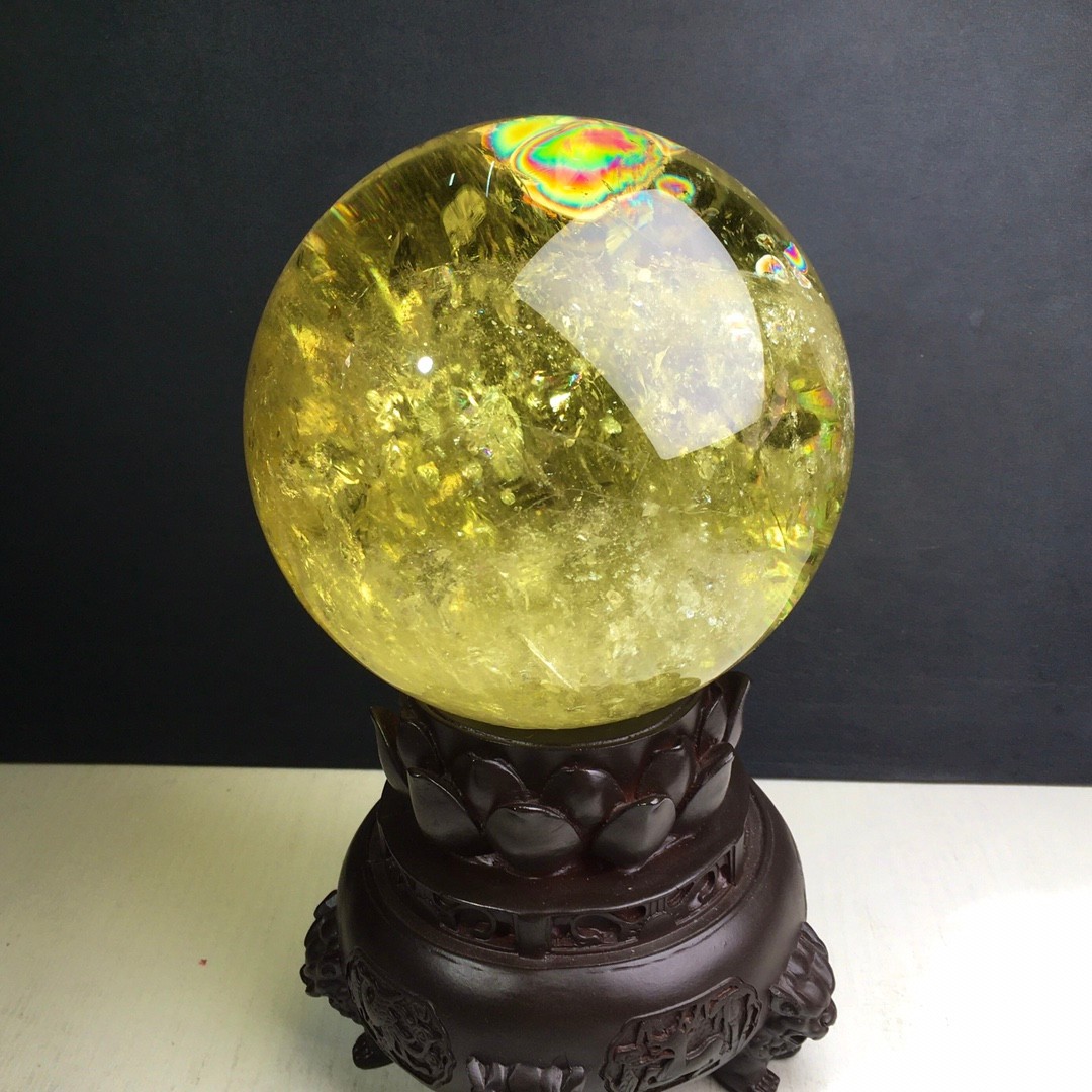 12LBTop Natural Citrine Sphere Quartz Crystals Reiki Ball Gems Decorate Gift