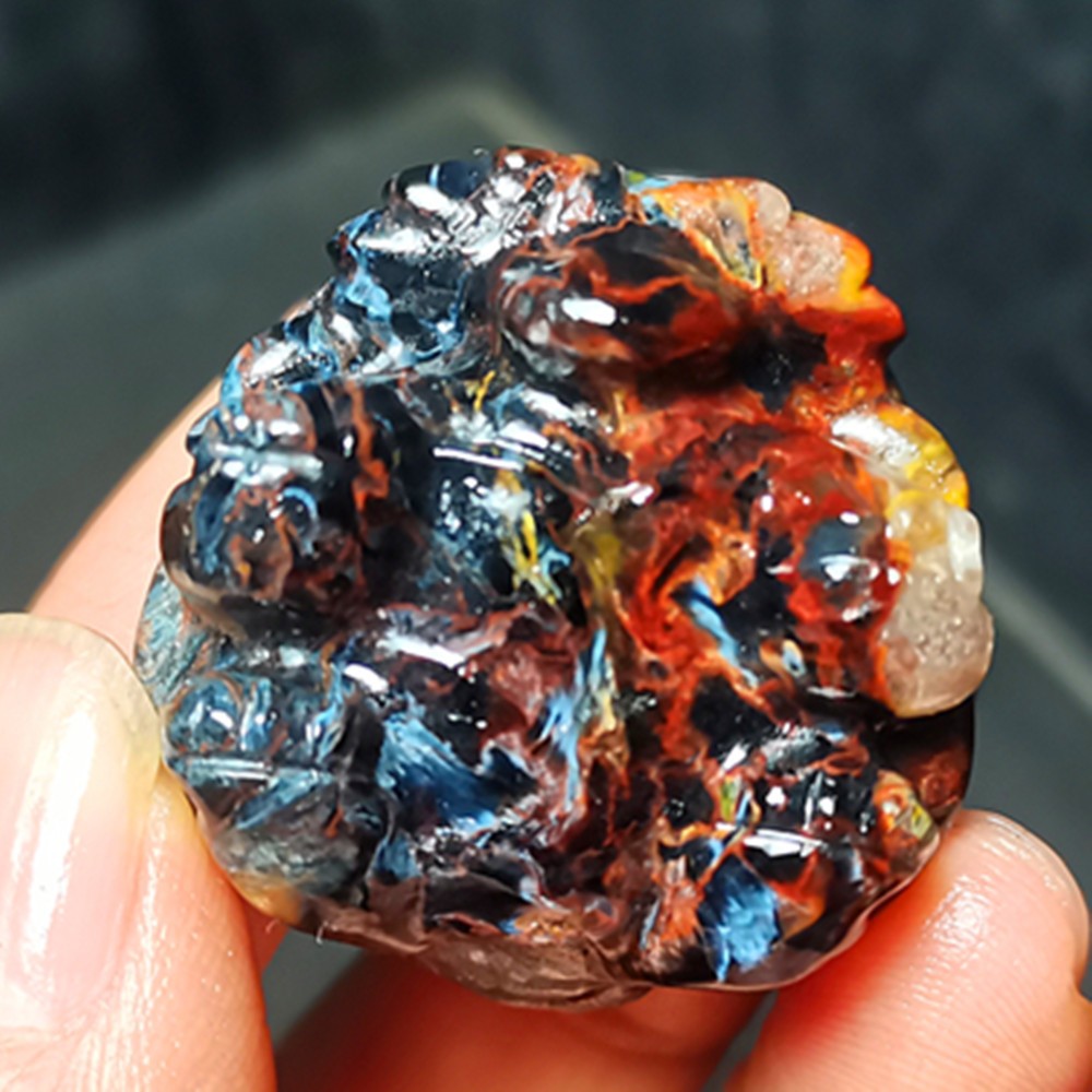 34.3g Natural Namibia ” Pietersite” Gemstone Hand-carved Dragon Tortoise WYY3865