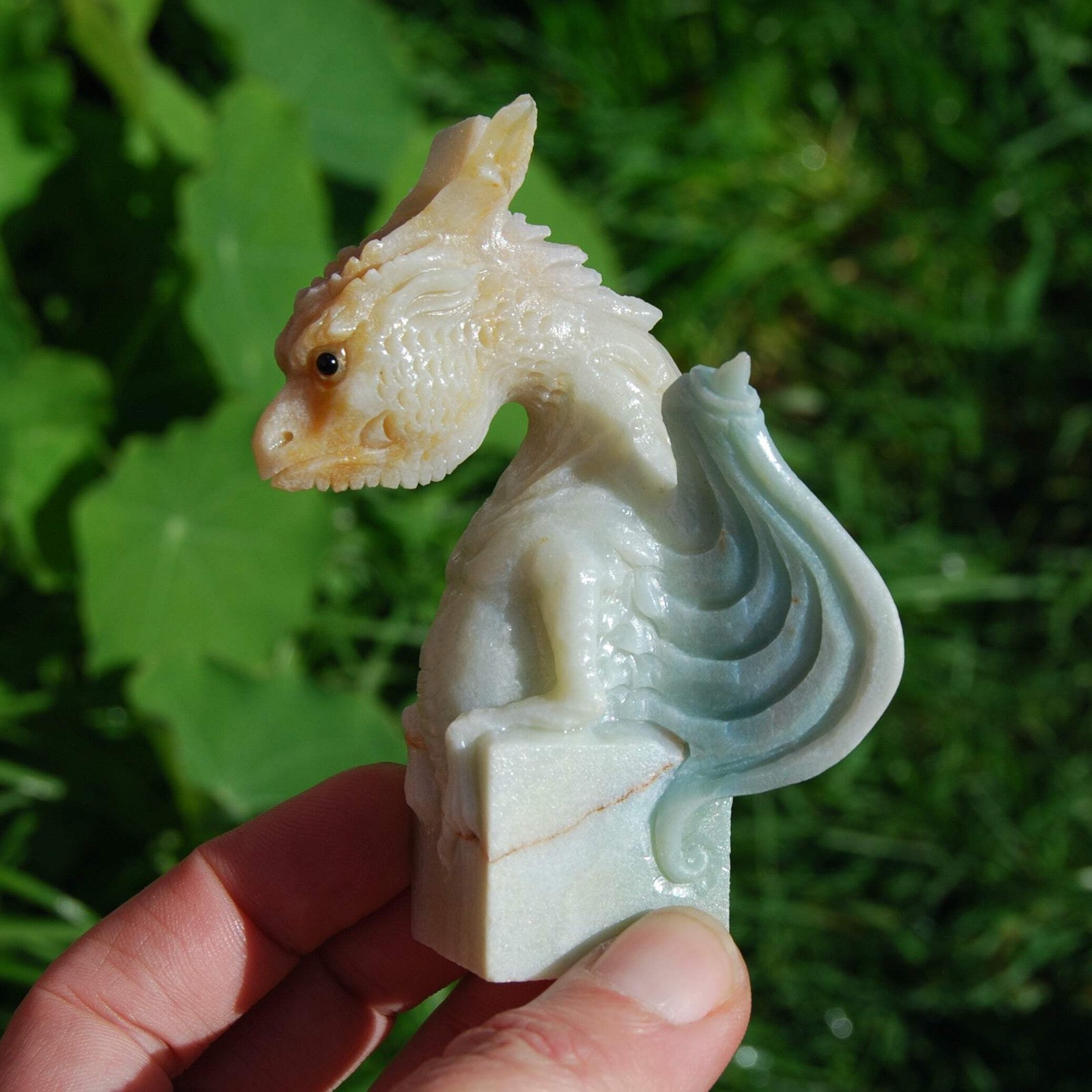 Chinese Amazonite Dragon Crystal Carving