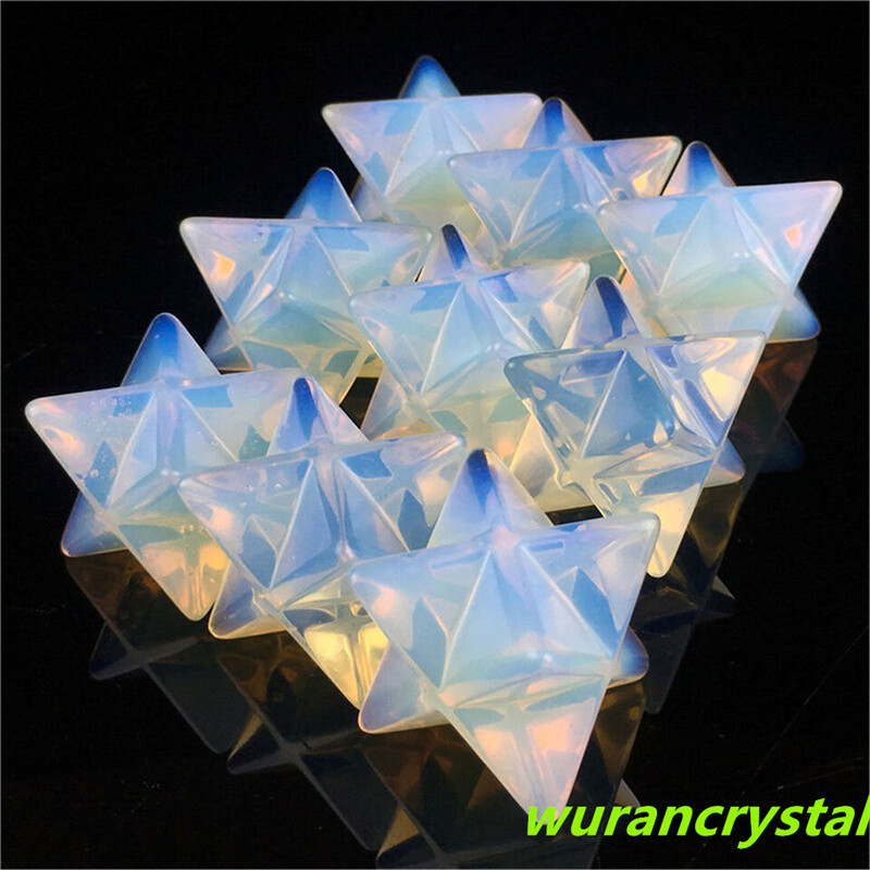1pc AA++Carved Opalite Merkaba Star Quartz Crystal Pendant Reiki Healing