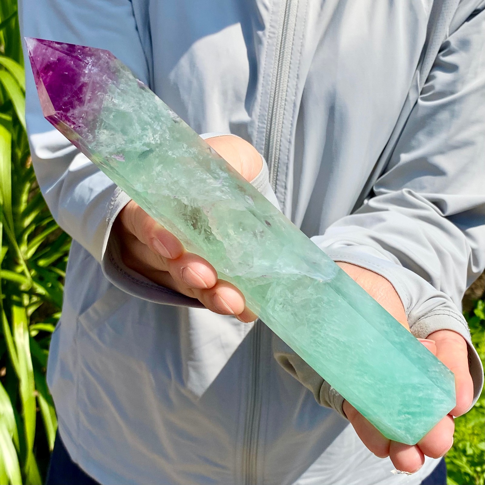 1.39LB Natural Fluorite Crystal Column Magic Wand Obelisk Point Earth Healing