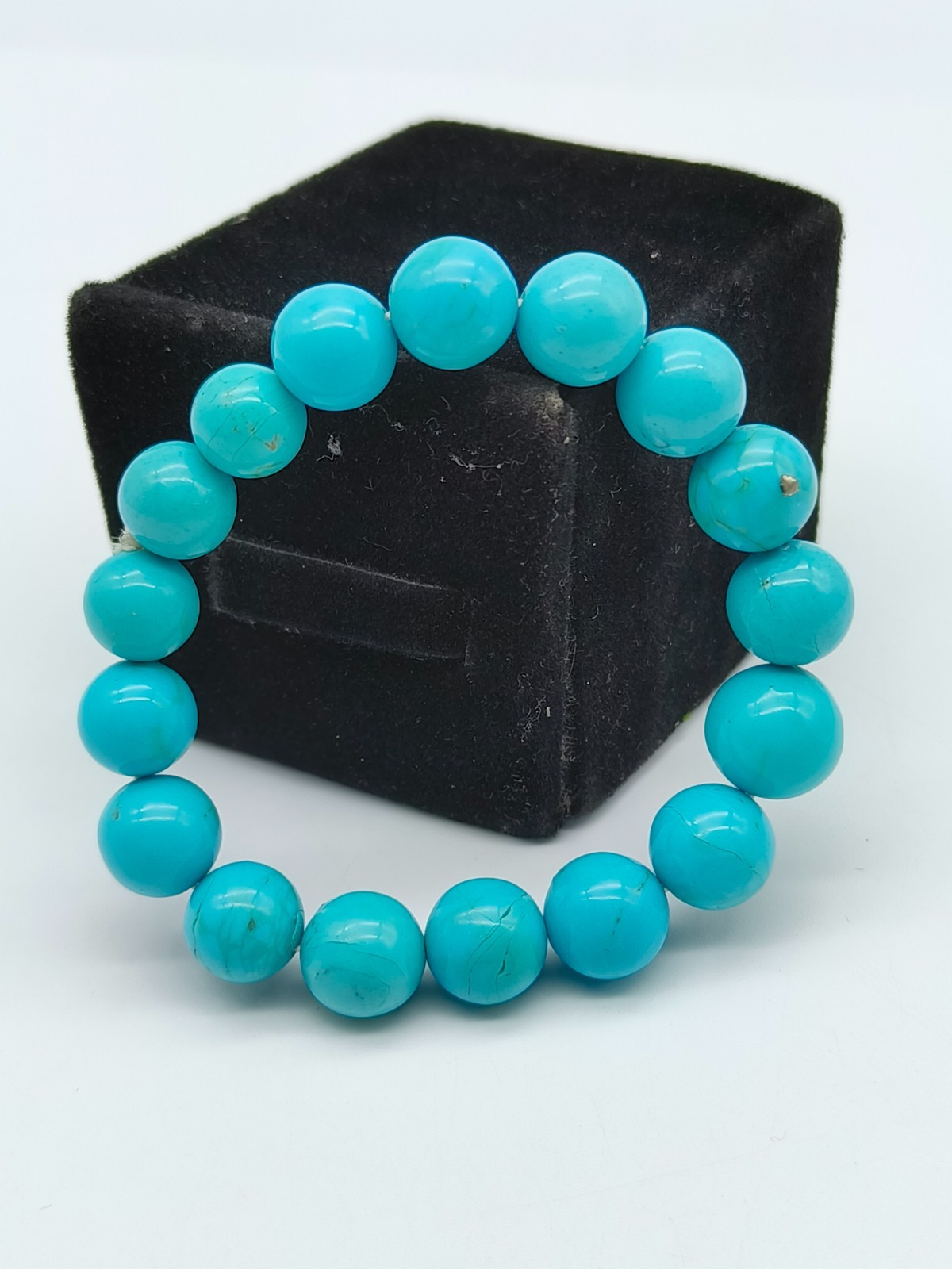 Natural Turquoise Beads Stretchable Bracelet-10/12mm Beads, Bracelet 7-8 Inch