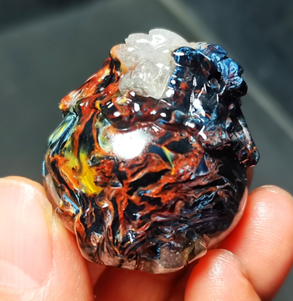 34.3g Natural Namibia ” Pietersite” Gemstone Hand-carved Dragon Tortoise WYY3865