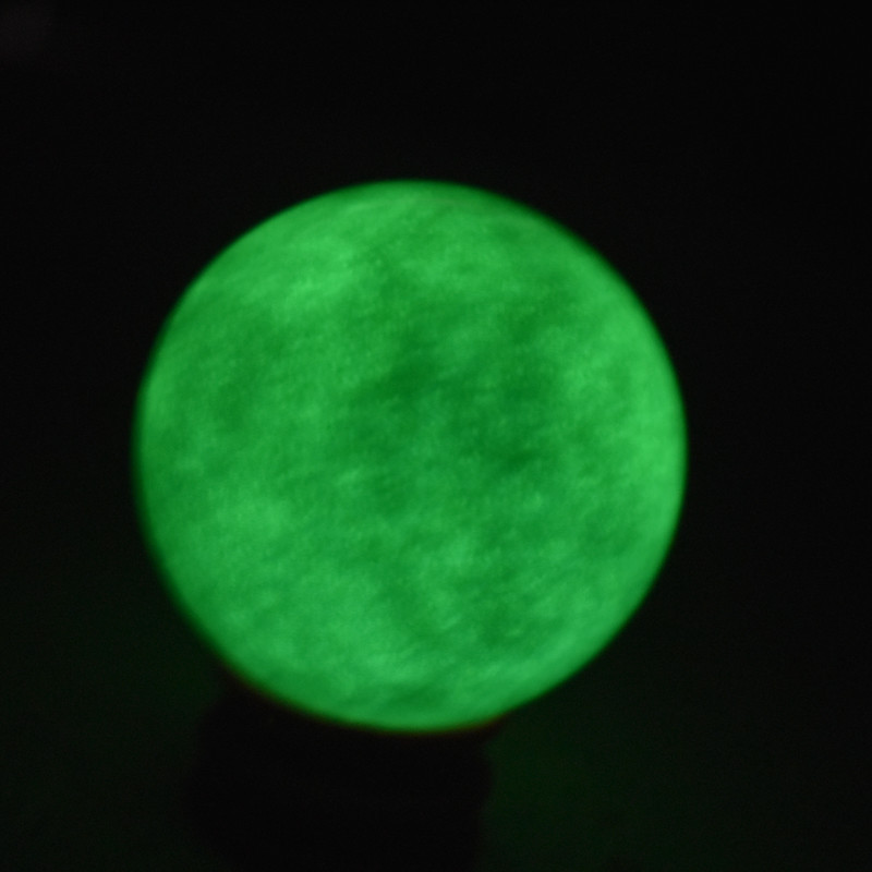 51MM Green Luminous Jade Crystal Sphere Ball Glow In The Dark Stone With Base