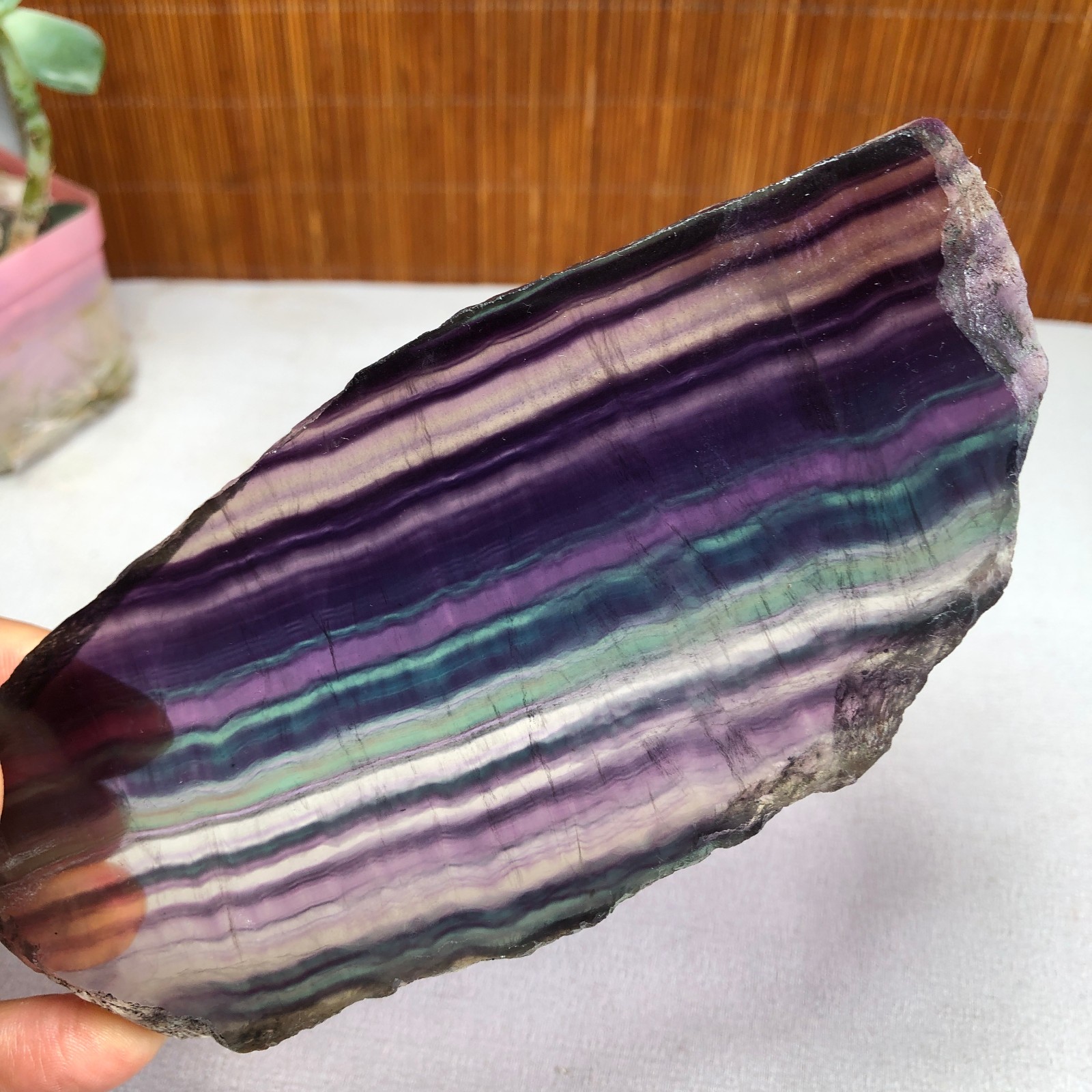 300g Natural Candy fluorite slice Crystal gemstone Polished/rough Specimen A8422