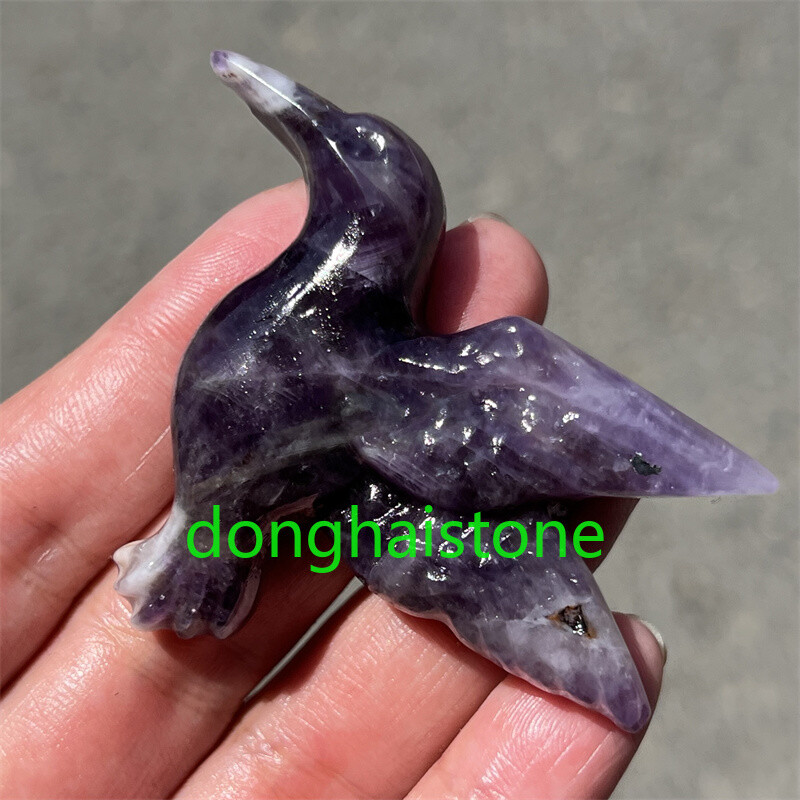 2.4″ Natural Dreamy Amethyst Phoenix bird Skull Quartz Crystal Skull Healing 1PC
