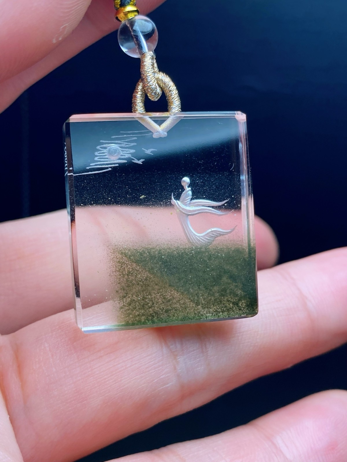 28*25*4.5mm Top Natural ghost phantom Quartz Crystal pendant reiki healing