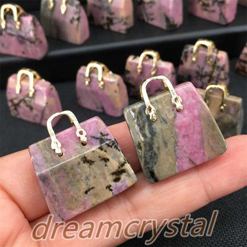 5pcs Mix Natural Quartz Crystal Fashion Bags Carved Skull Reiki Gem Gift