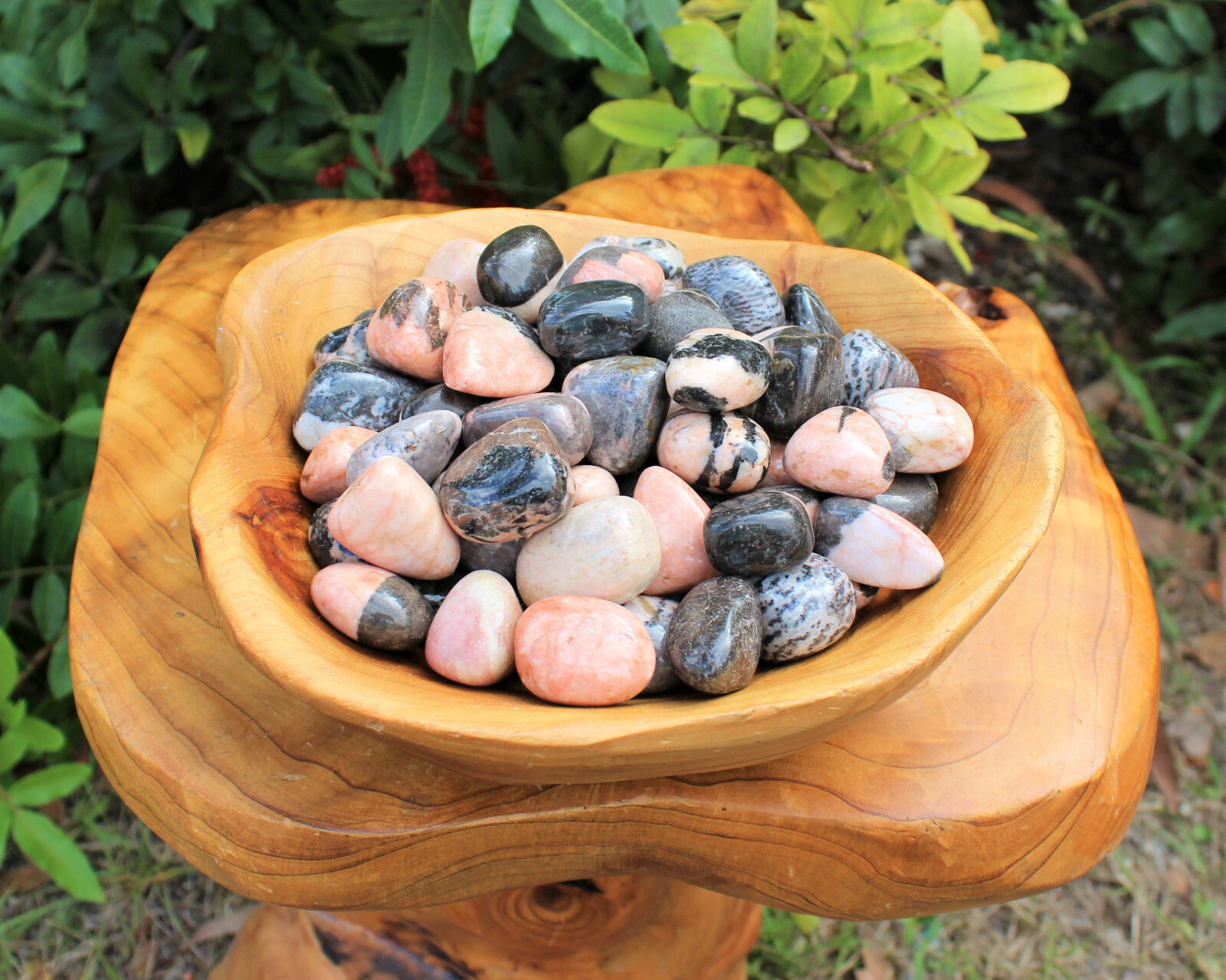 1/2 lb Bulk Lot Pink Zebra Jasper Tumbled Stone (Zebra Marble, Zebra Agate)