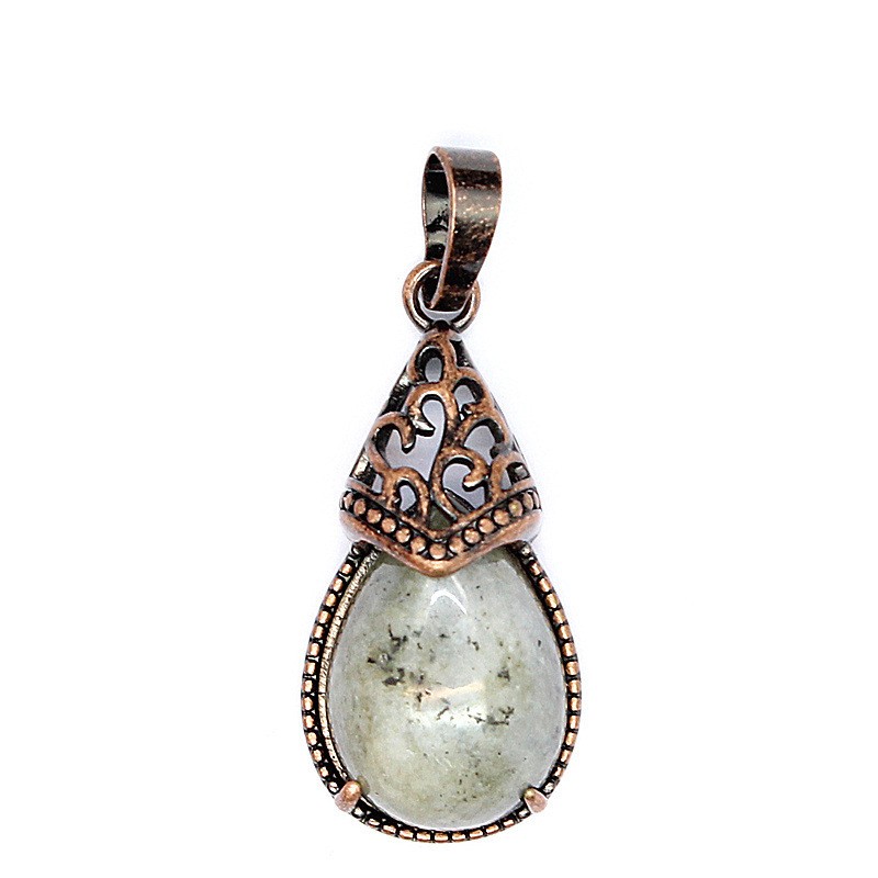 3-5PCS Natural Stone Personalized Retro Crystal Blue Agate Water Drop Pendant