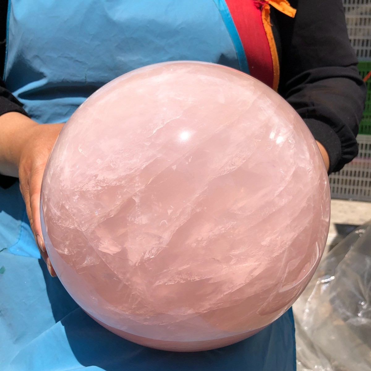 29.87LB Natura crystal Rose Quartz Sphere for Heart Chakra Balances Energy