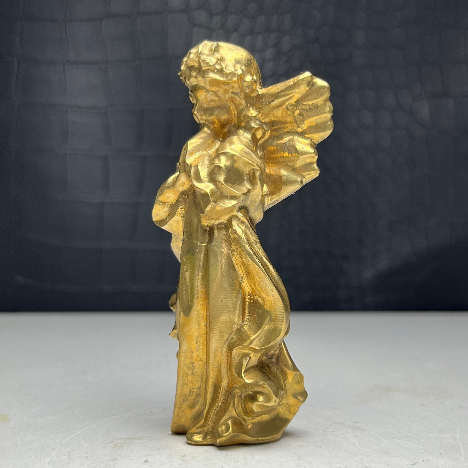 Natural Crystal Mineral Specimen.Brass. Hand-carved Angell. Gift. BP