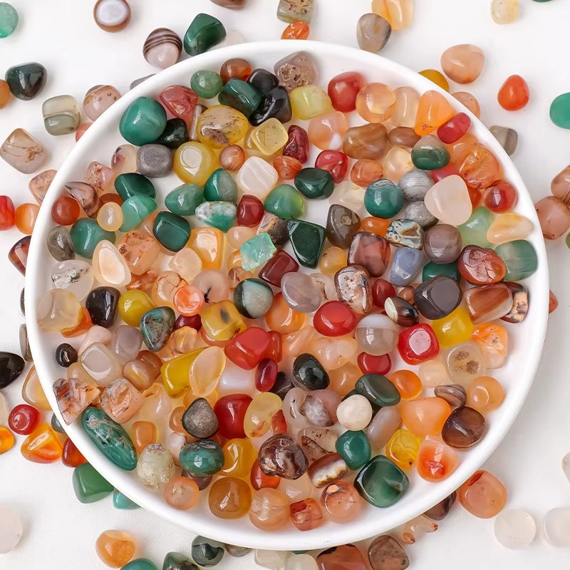 500g Natural Agate Chips 8–12mm Polished Gemstone Crystals for Decor & Craft
