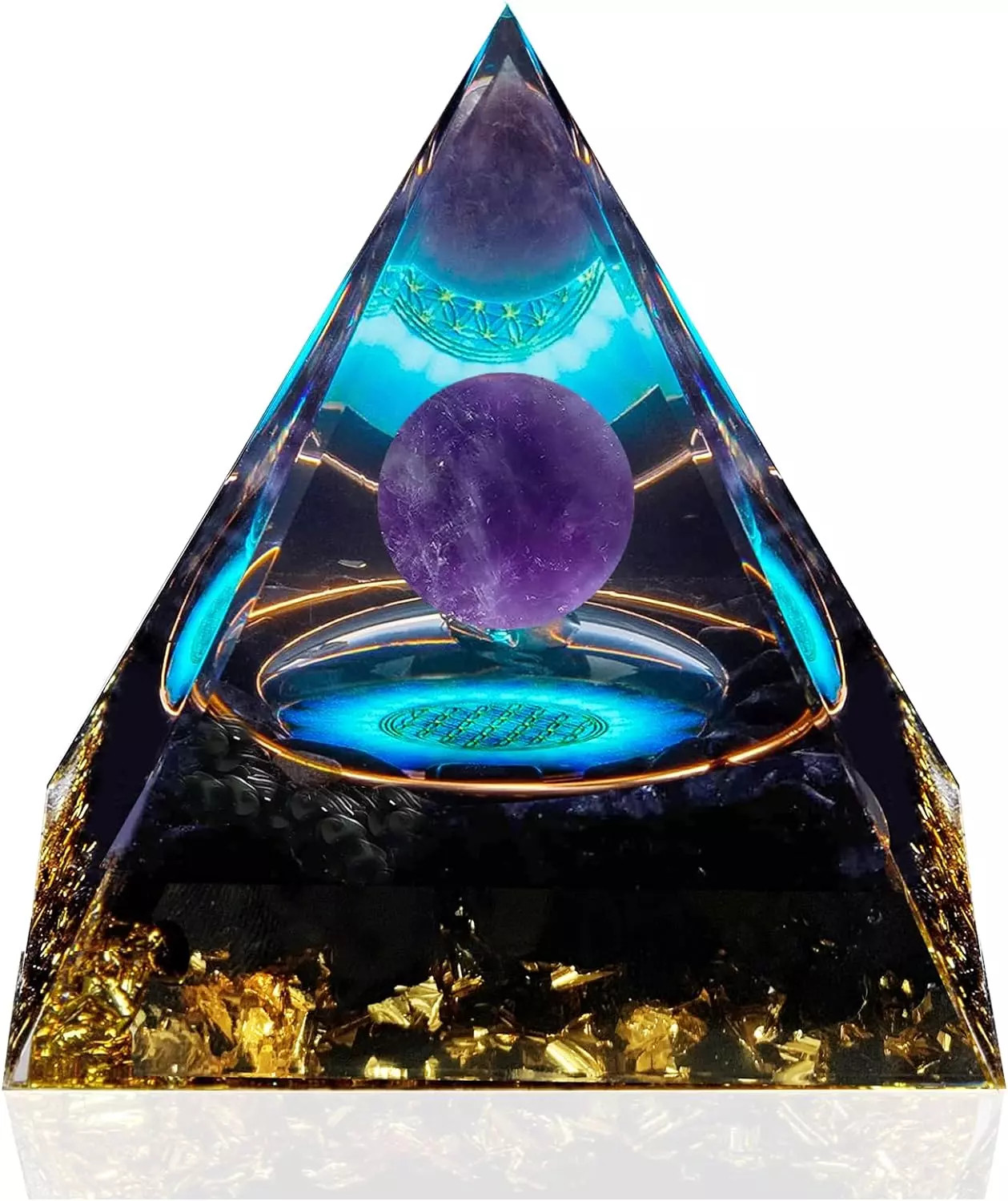 Orgonite Pyramid Ball Chakra Energy Quartz Crystal Healing Reiki Lucky Stone USA