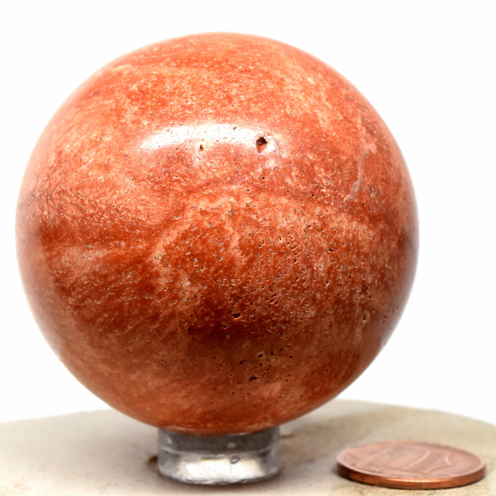 52mm Orange Jasper Sphere Natural Sparkling Mineral Polished Decor Stone – Peru
