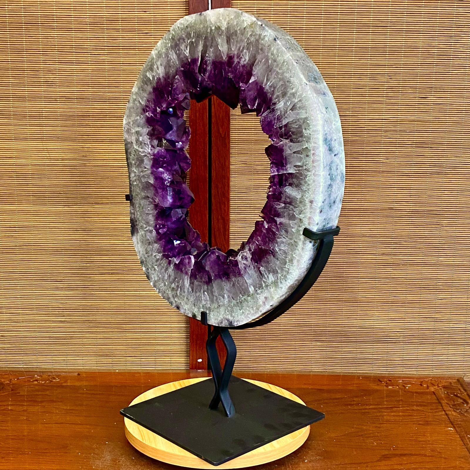 28.4LB Natural Amethyst Cave Crystal Slice Crescent shaped Hand Cut Repai