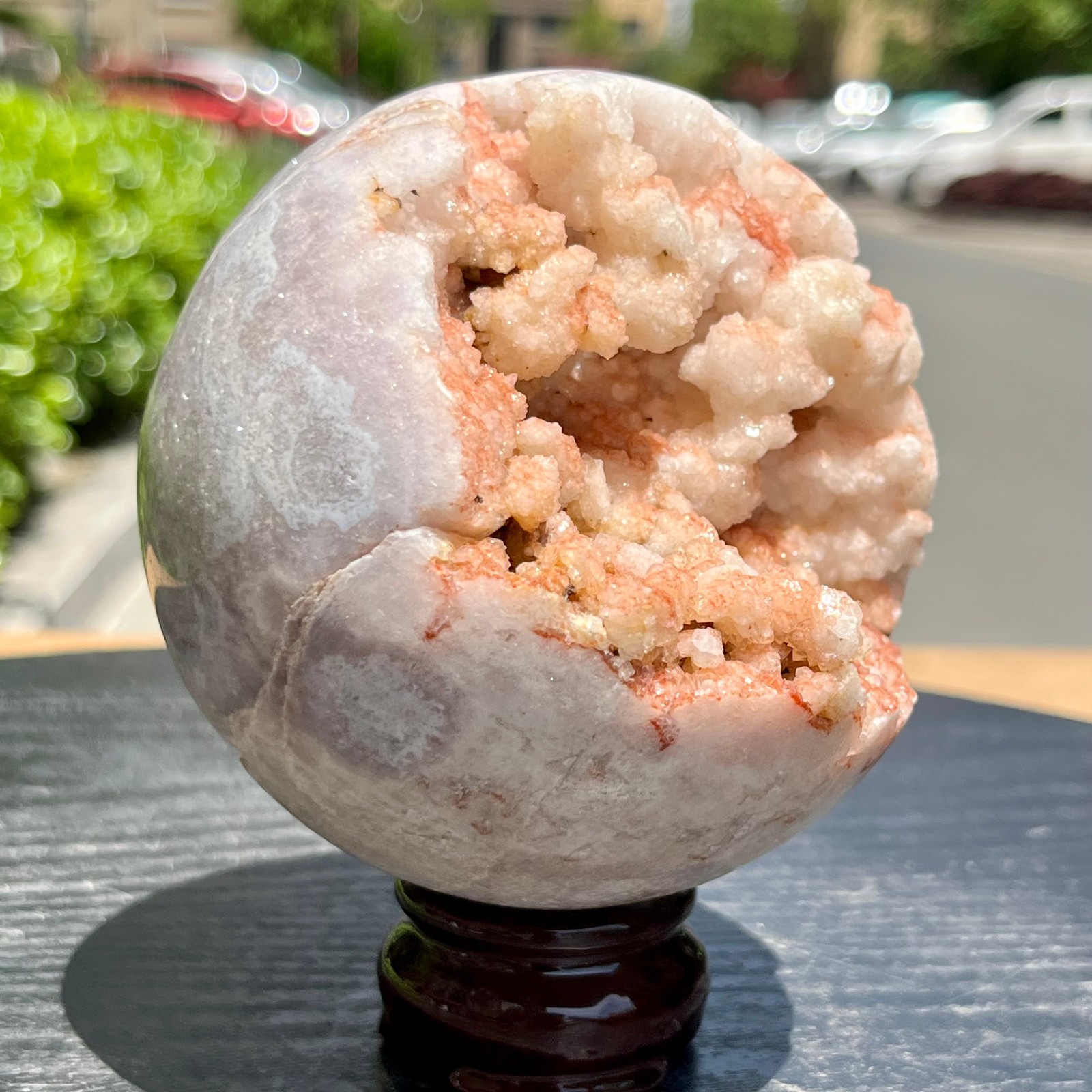 Pink Amethyst Geode Sphere Home Office Desk Decor Ornament Feng Shui Gift 940 g