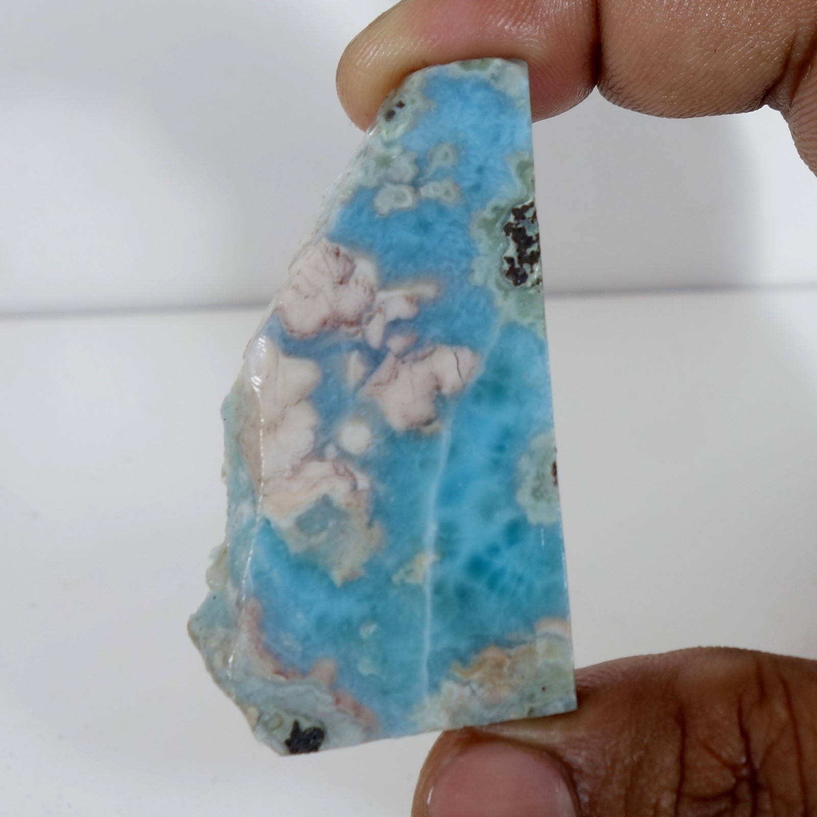 Sky Blue Larimar Slab Rough Dominican Blue Pectolite Cab Cutting Stone 94.50 Ct