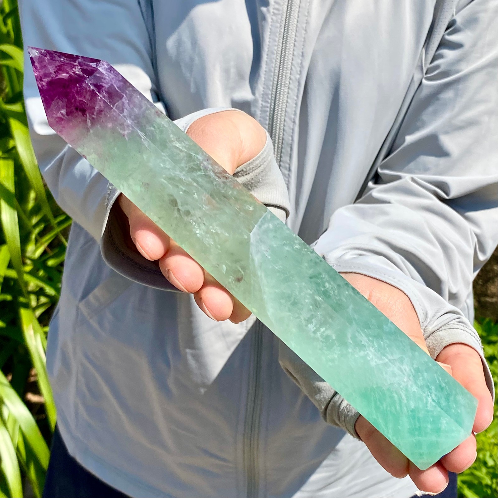 1.39LB Natural Fluorite Crystal Column Magic Wand Obelisk Point Earth Healing