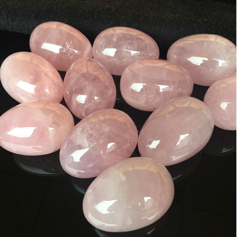 Natural Pink Rose Quartz Egg-shaped Magic Crystal Healing Ball Sphere Gemstone