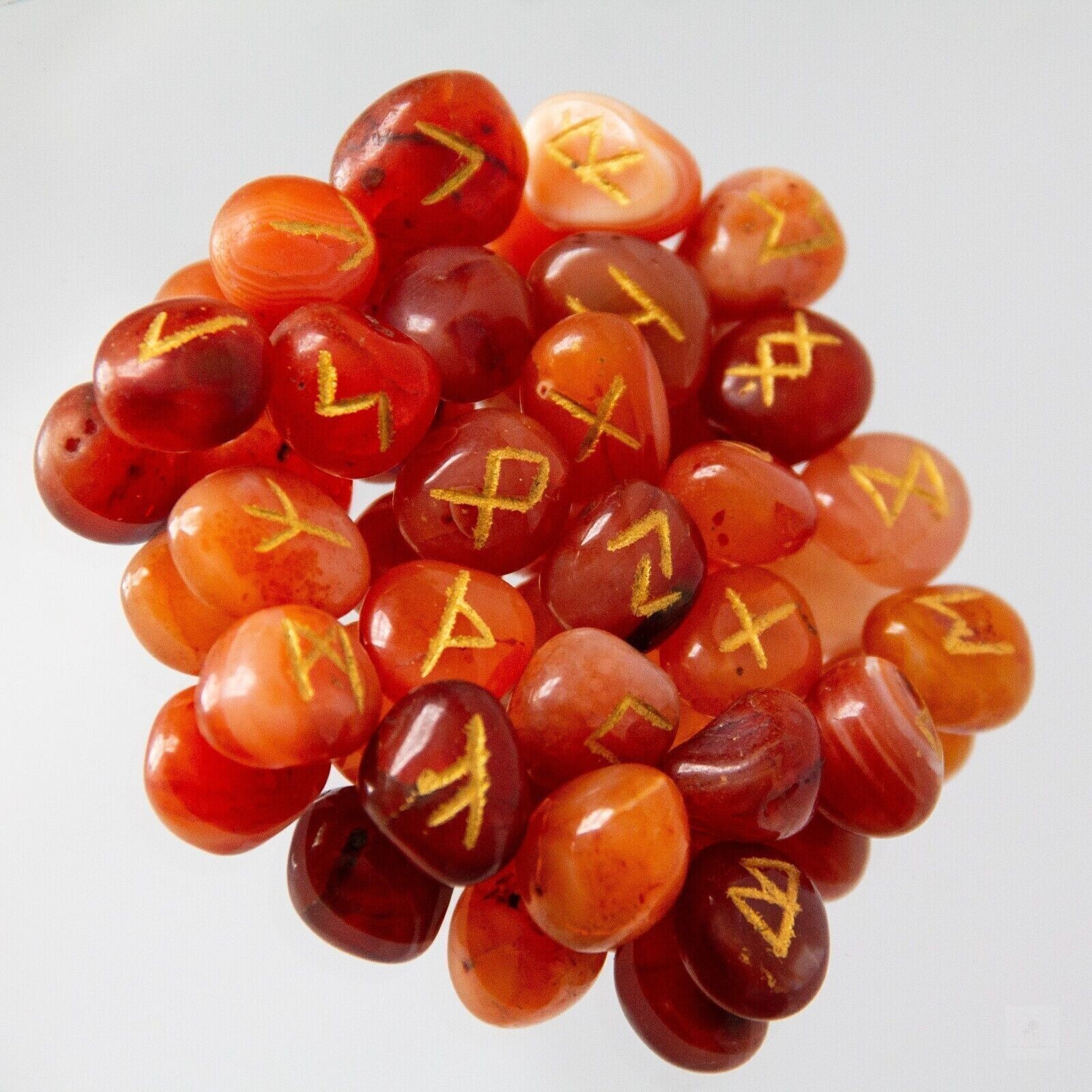 Carnelian Rune Crystal Stones Set Elder futhark Reiki Healing gemstone 25 Pcs