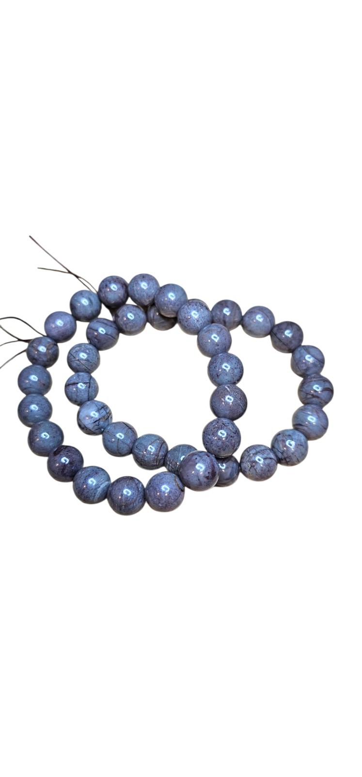 Natural Flint Stone 11mm Bracelet Round Beads 7.5 Inches Wrist Size