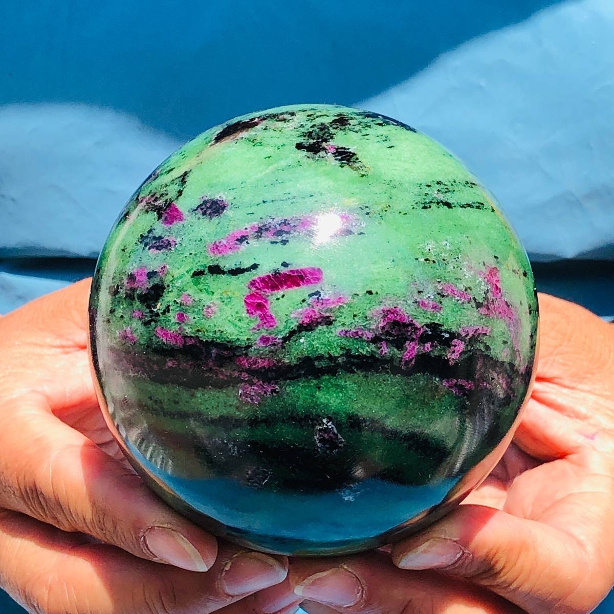 2 pieces 5.14LB Natural Red and Green Treasure Ball Quartz Crystal Specimen 5169