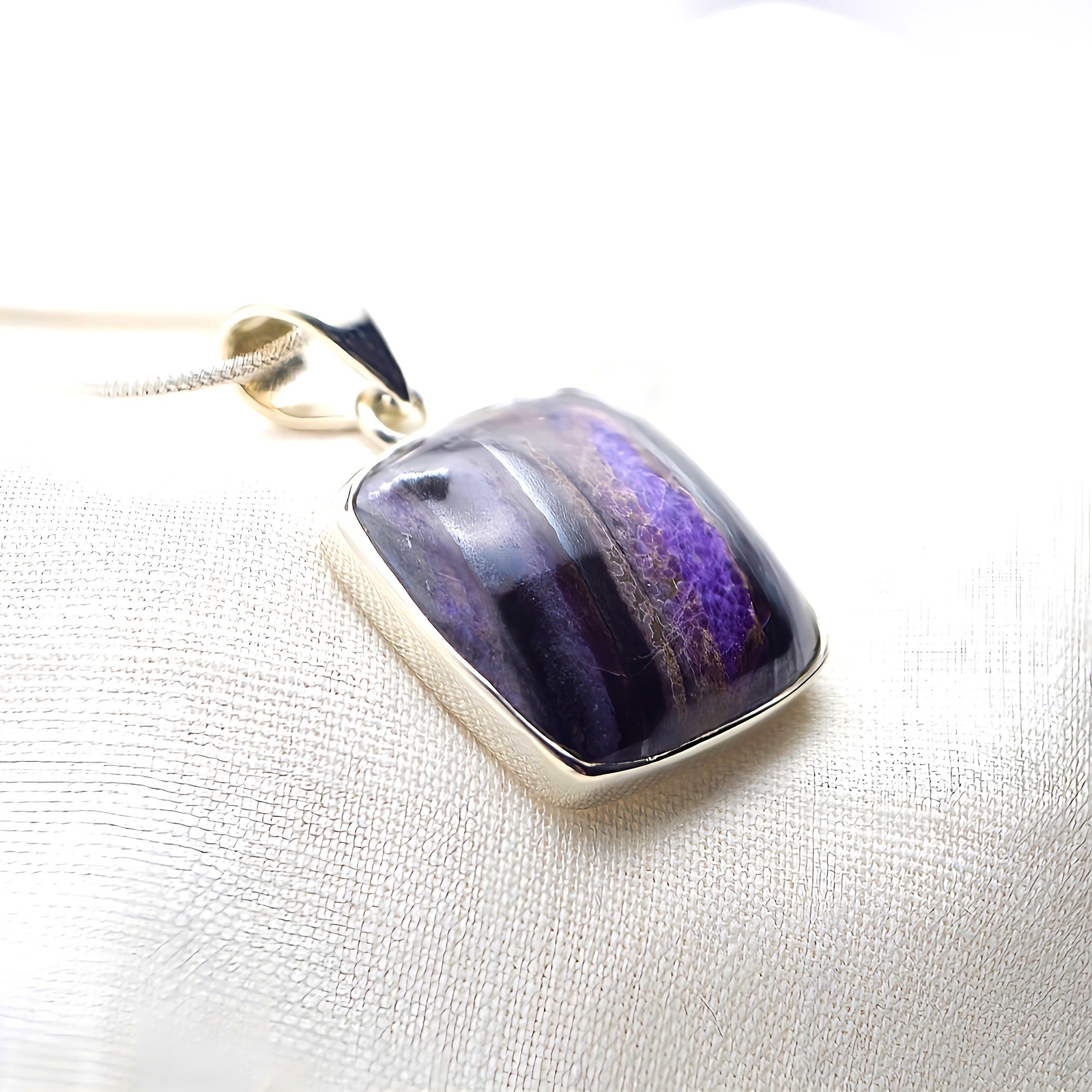 Sugilite Sterling Silver Pendant Genuine Rare Purple AA Crystal Indigo Child