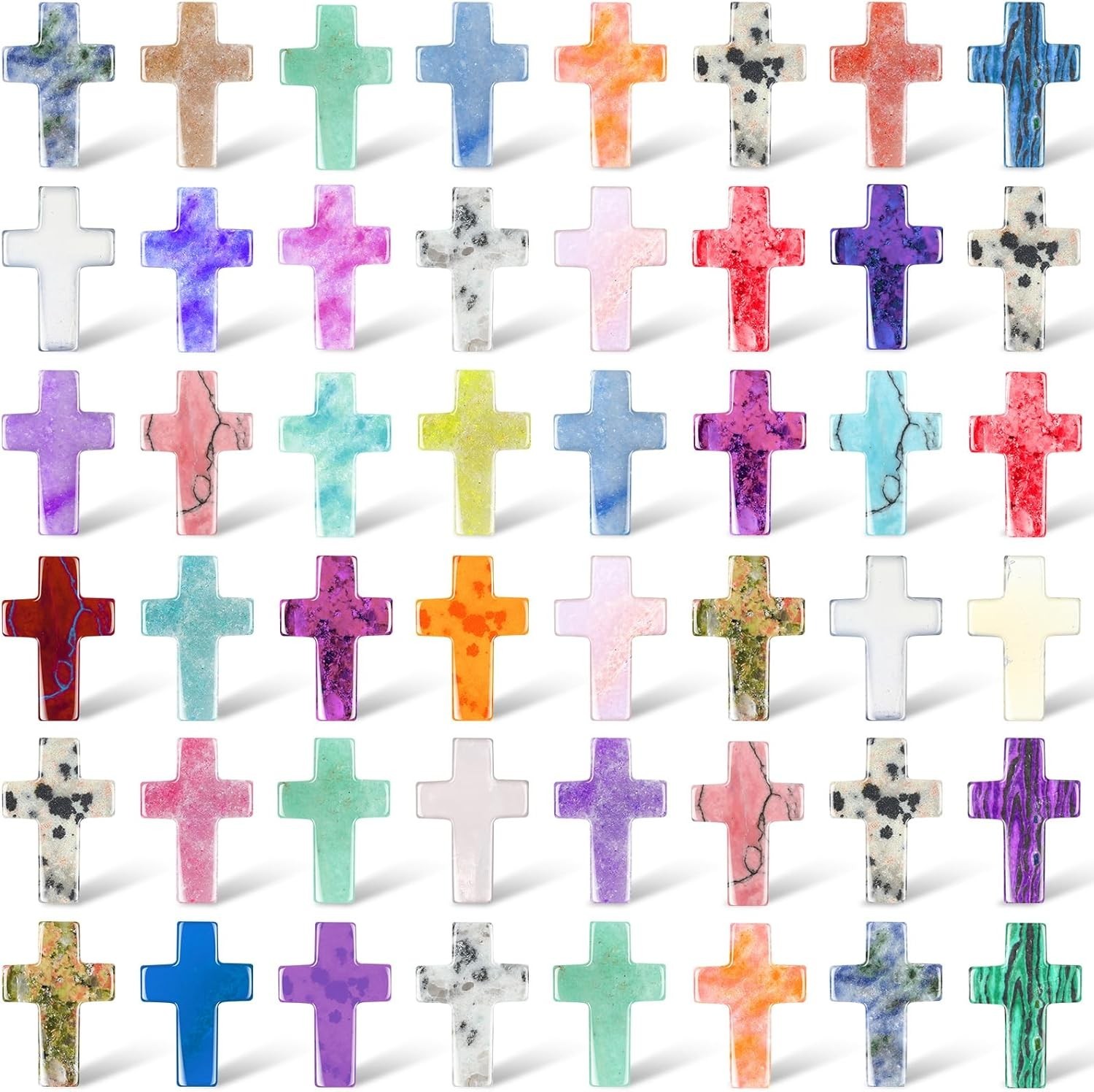 50 Pcs Cross Crystal Stones Bulk Natural Quartz Wall Decor Worry Stones