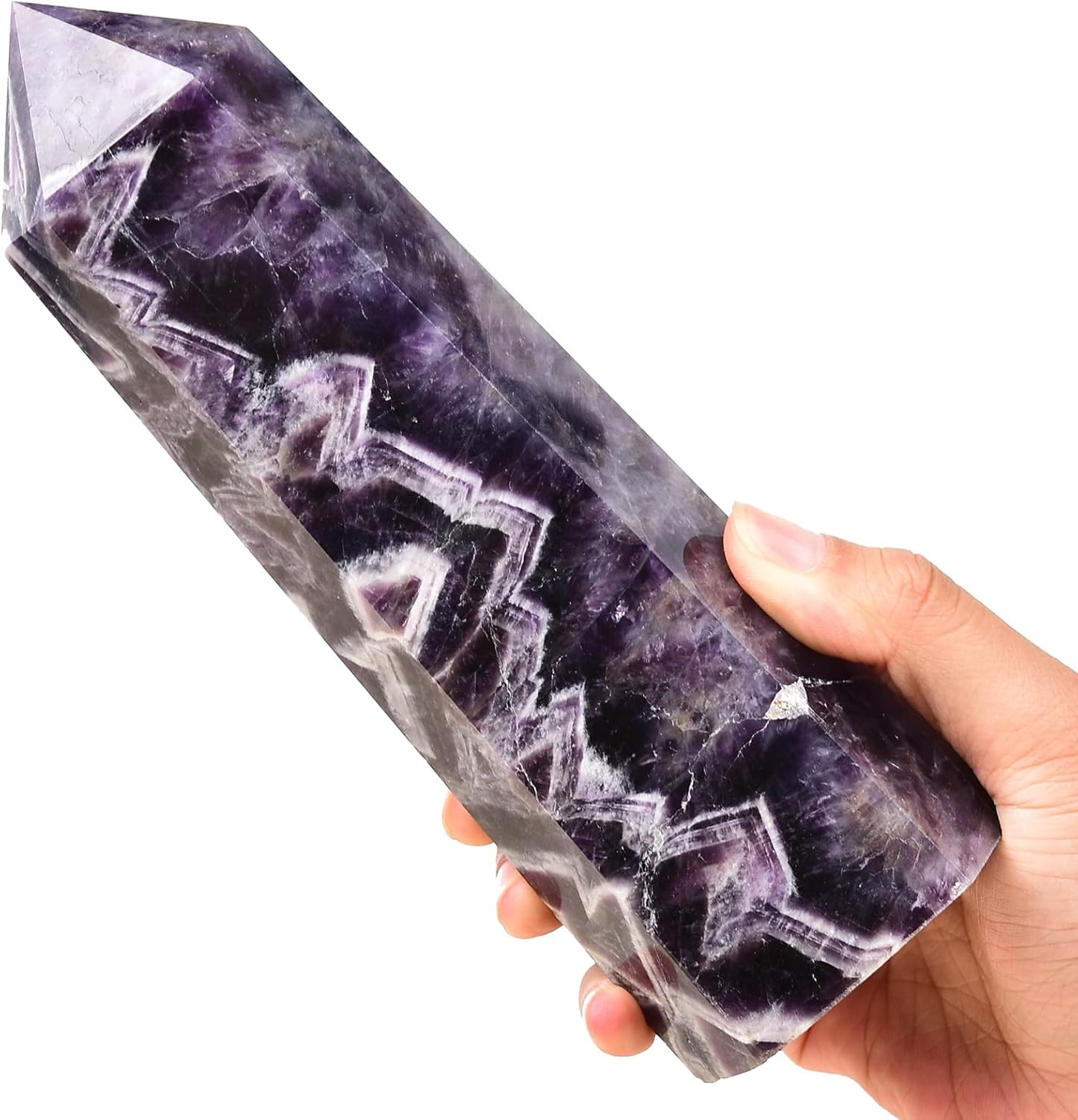 Large Dream Amethyst Healing Crystal Wand Point Obelisk Tower 6 Faceted Reiki Ch