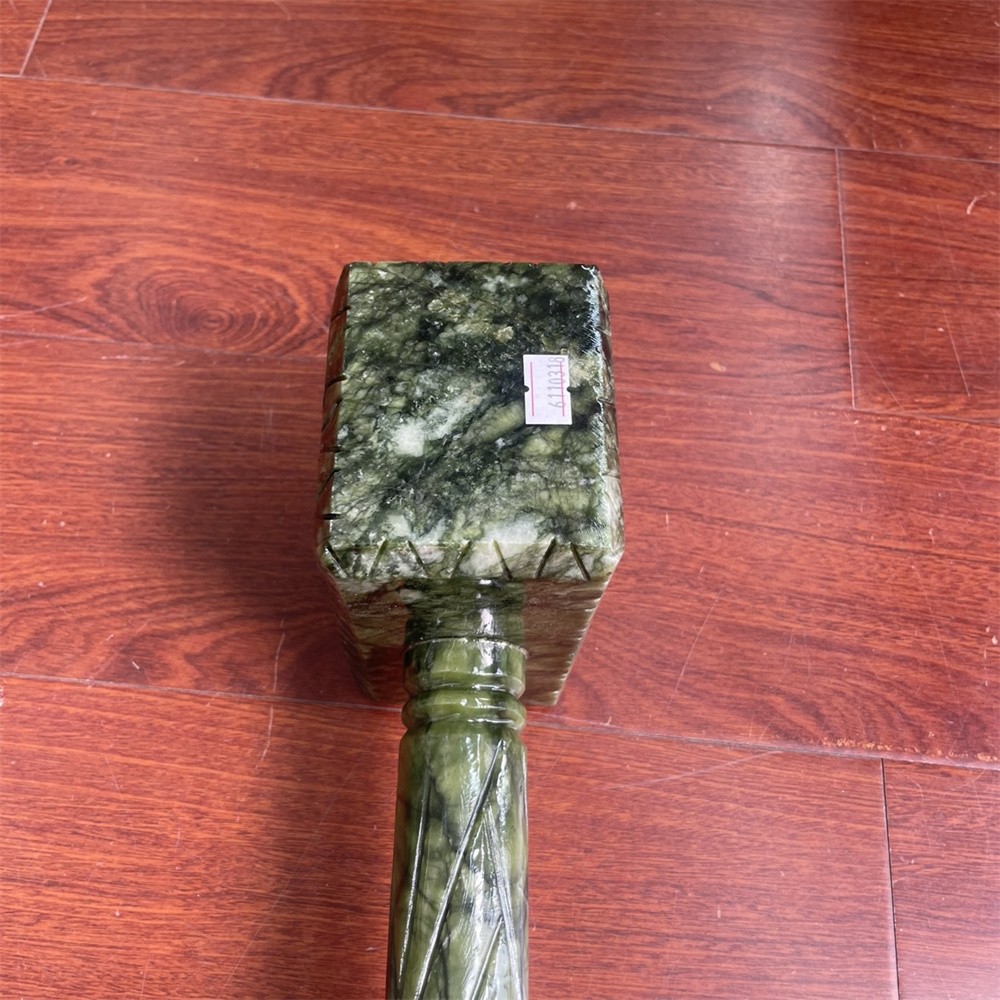 8.8LB 15.7″Natural Large Xiuyan Jade Hammer Carving Crystal Quartz Reiki Statue