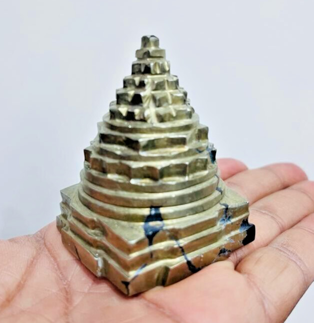 Pyrite Shree Yantra Crystal Rose Carved Yantra For Pooja Goddess Laxmi Yantra