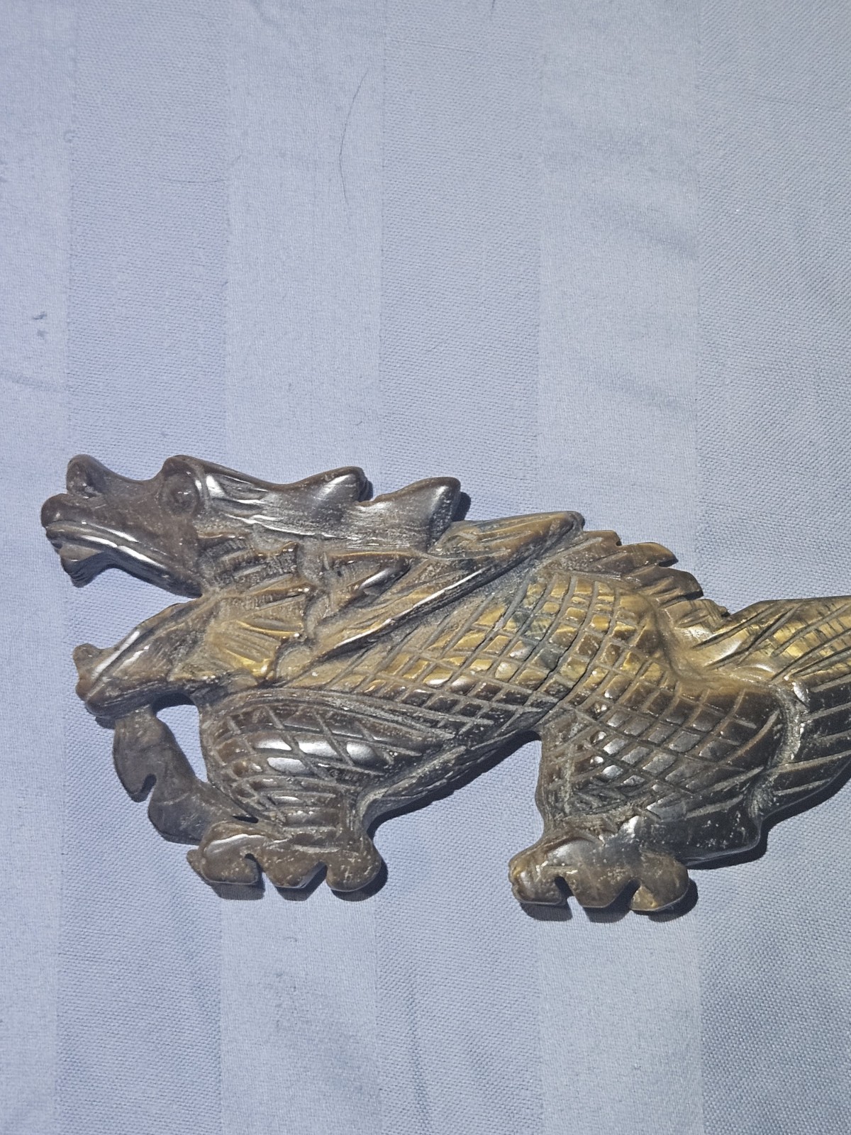 4.4″ Carved Tiger Eye Dragon. Stands On Own. Perfect For Feng Shui