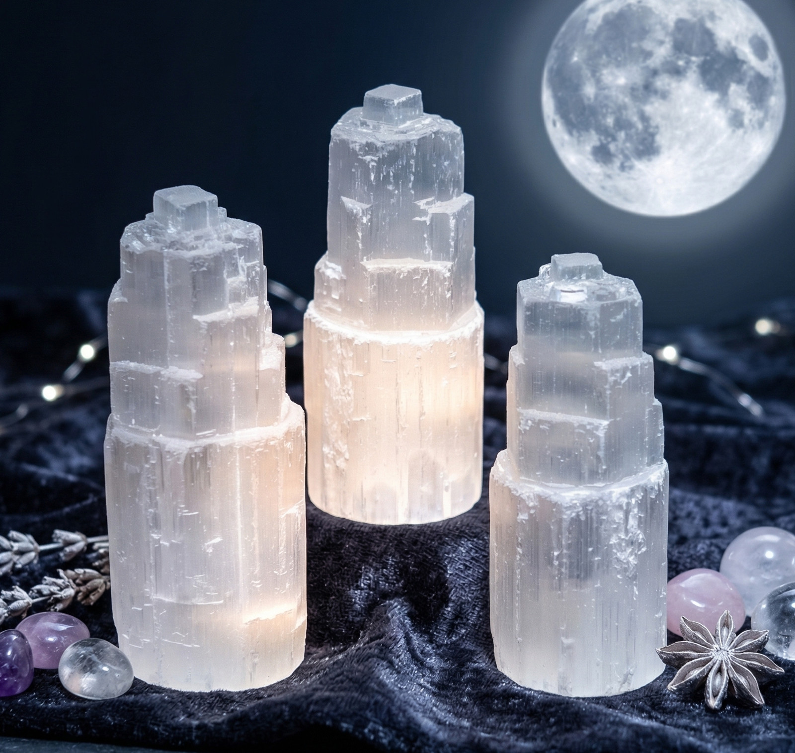 Selenite Crystal Standing Tower Medium (4 Inches) Gemstone Home Decor Supply