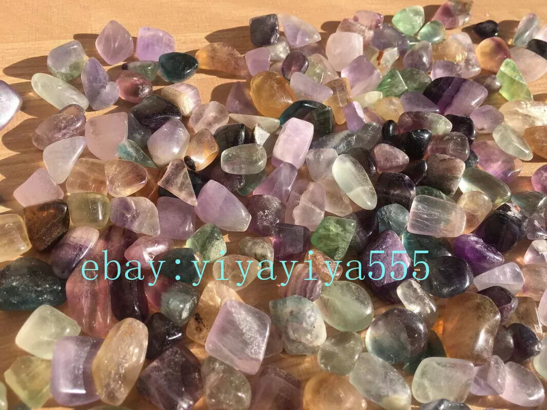 Wholesale 1 lb Tumbled Rainbow Fluorite Gemstone Crystals Gem Chips Crafts DIY