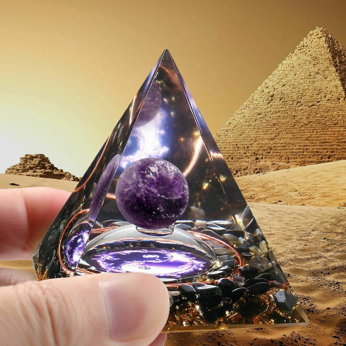 Reiki Energy Healing Large Chakra Orgone Orgonite Clear Quartz Crystal Pyramid