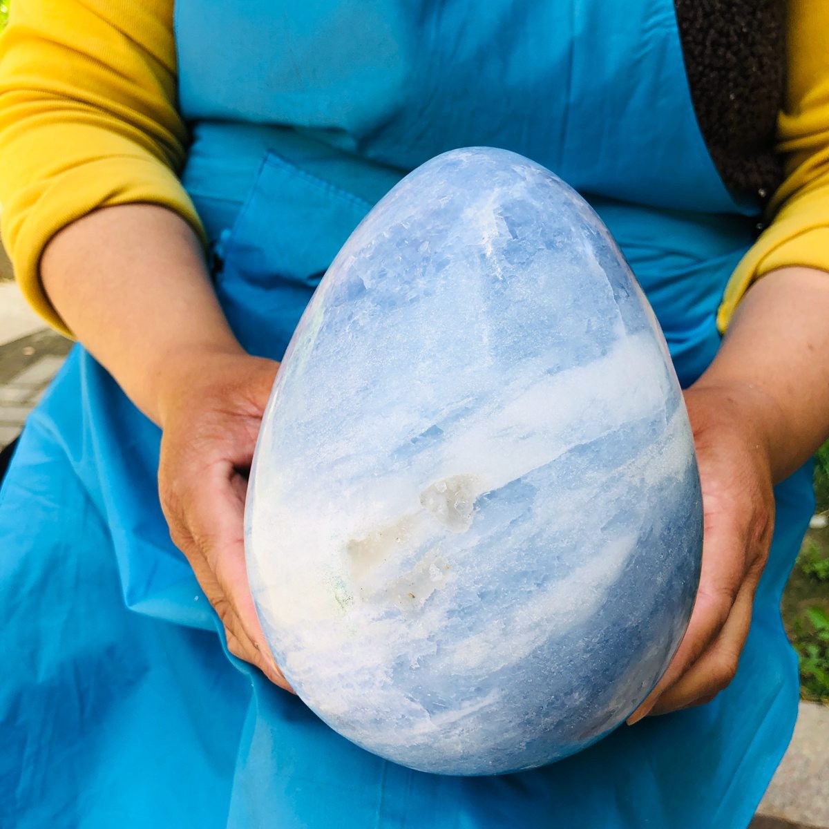 8.2LB Natural blue celestite POLISHED egg shape Quartz Crystal healing decor