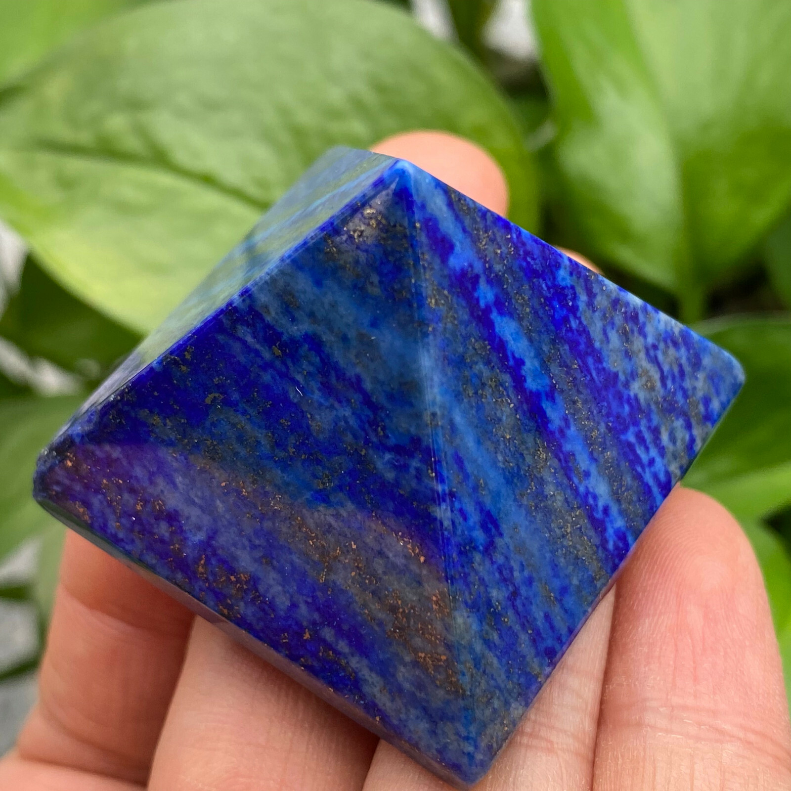 1PC Natural lapis lazuli Quartz Pyramid Carved Crystal Point Reiki healing 40mm