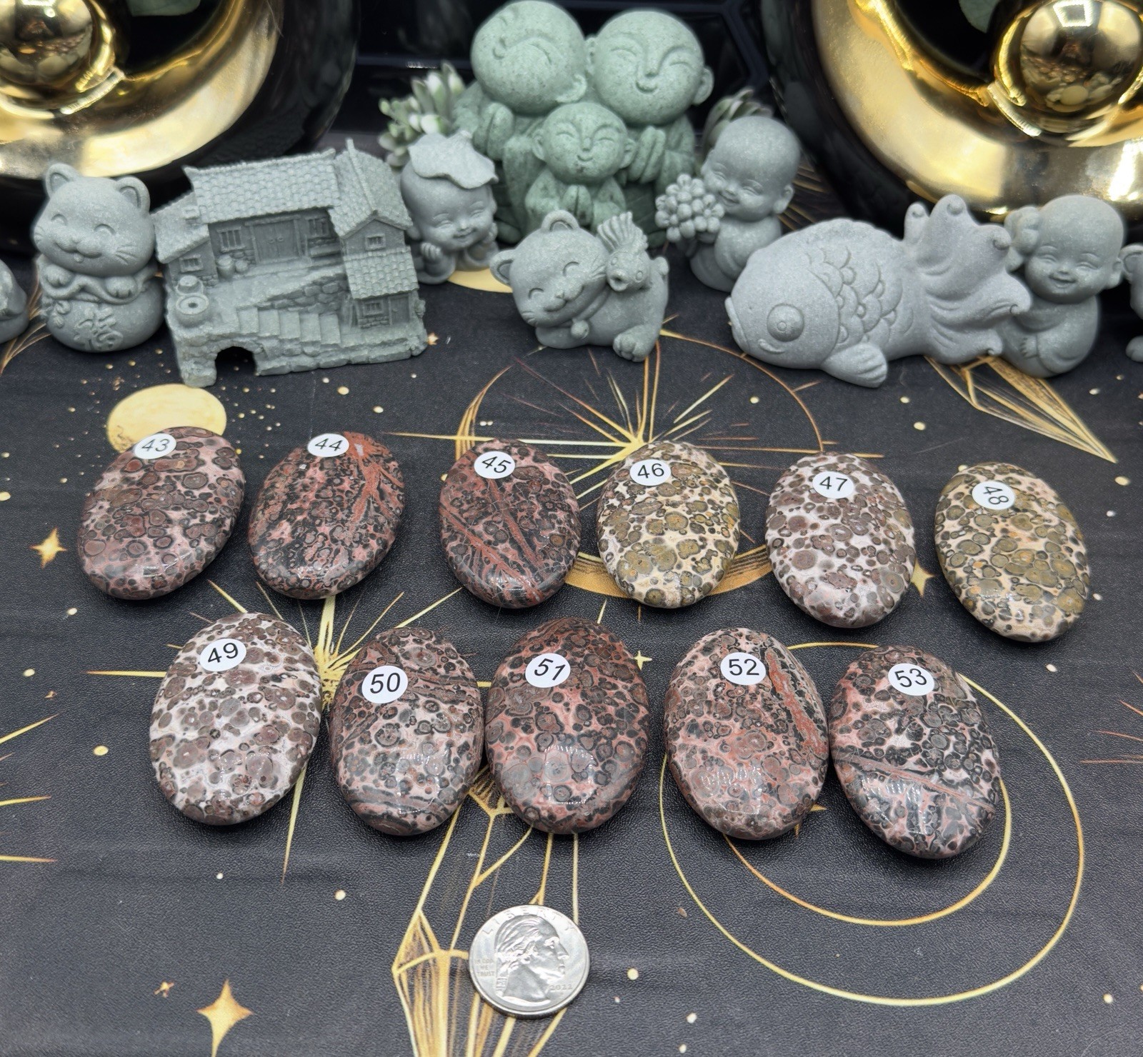 Natural Leopard Skin Jasper Palmstones pocket stone Free shipping